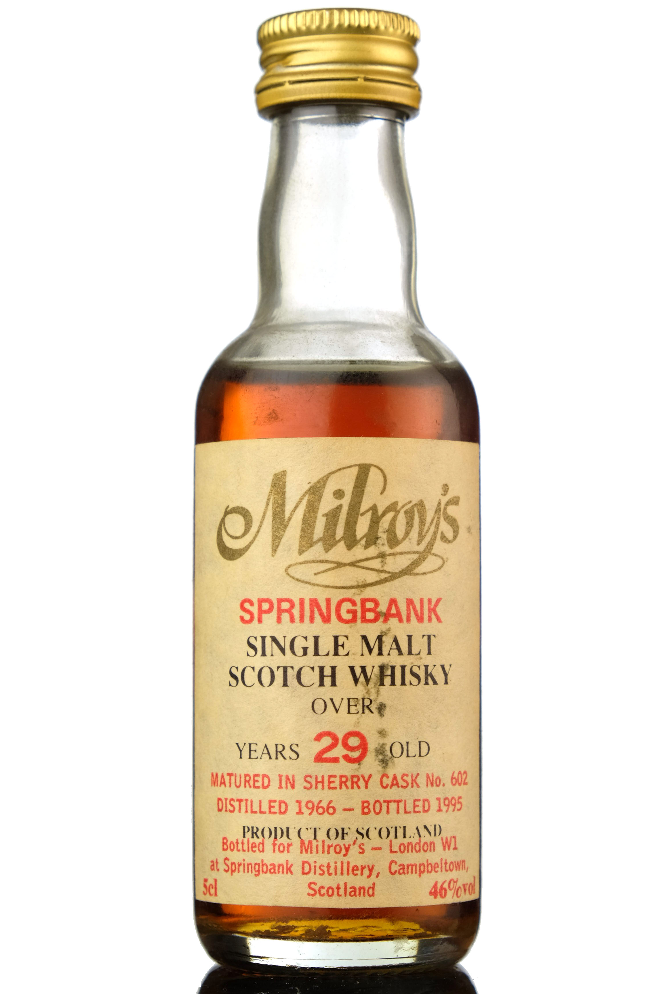 Springbank 1966-1995 - 29 Year Old - Milroys Miniature