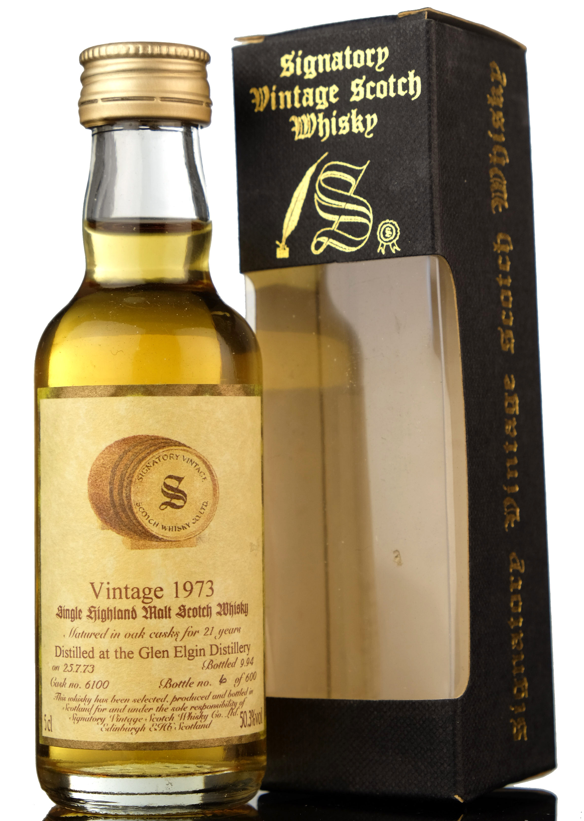 Glen Elgin 1973-1994 - 21 Year Old - Signatory Vintage Miniature