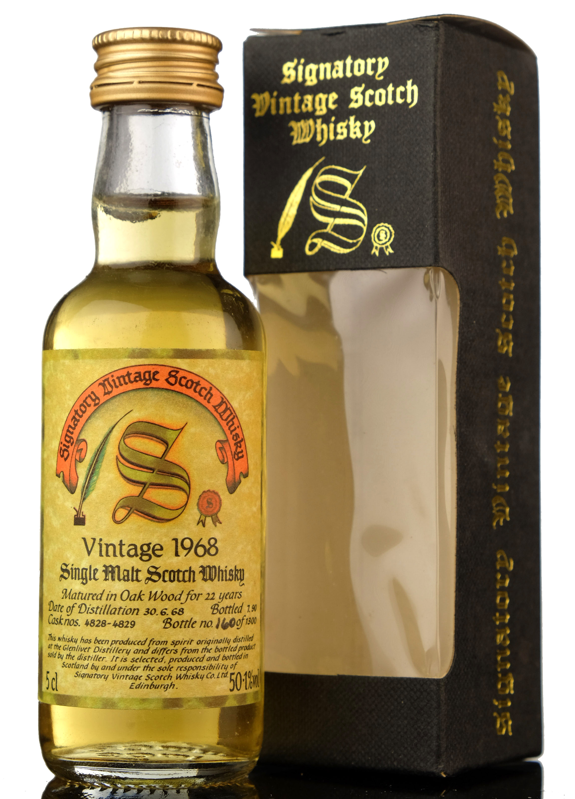 Glenlivet 1968-1990 - 22 Year Old - Signatory Vintage Miniature