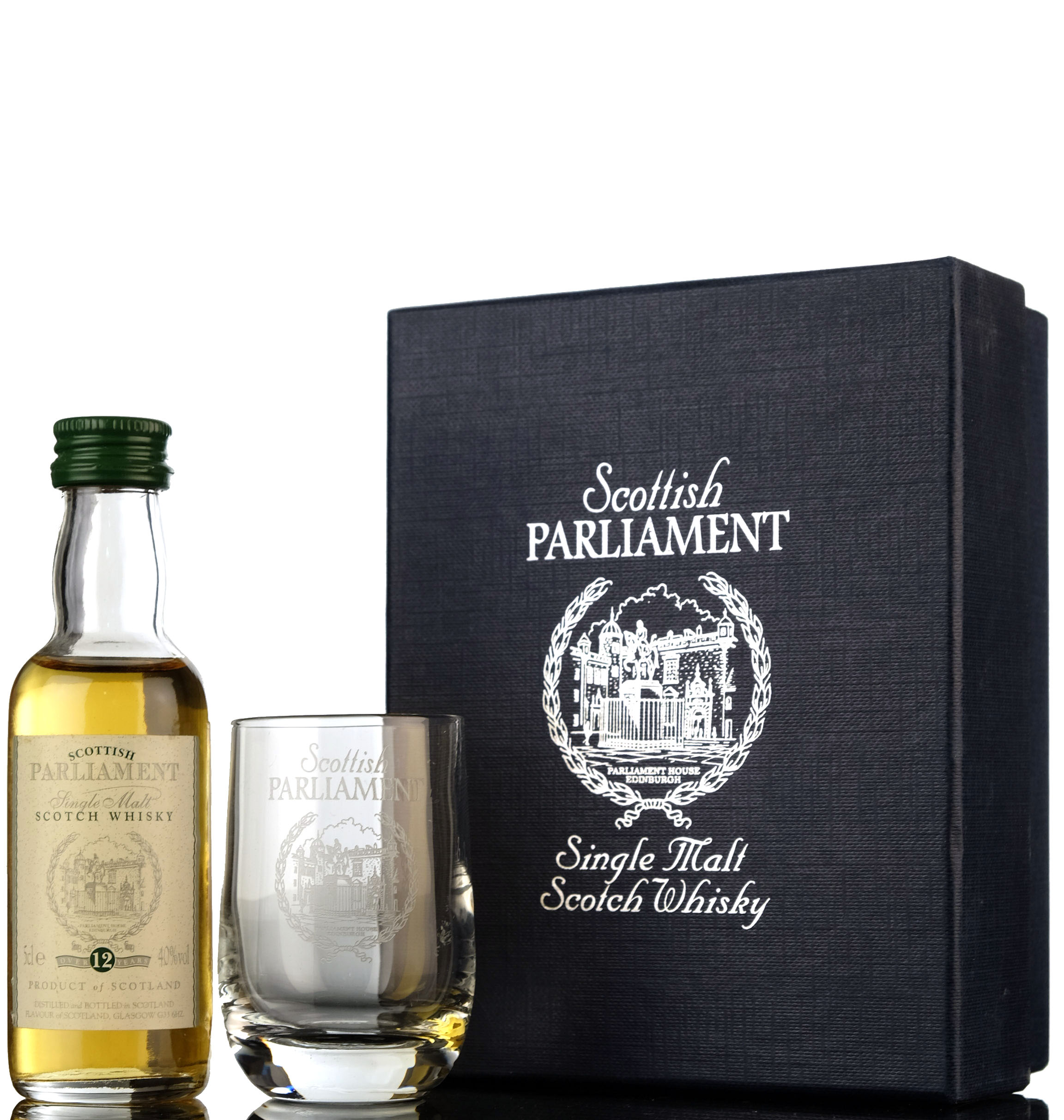 Scottish Parliament 12 Year Old & Glass Miniature