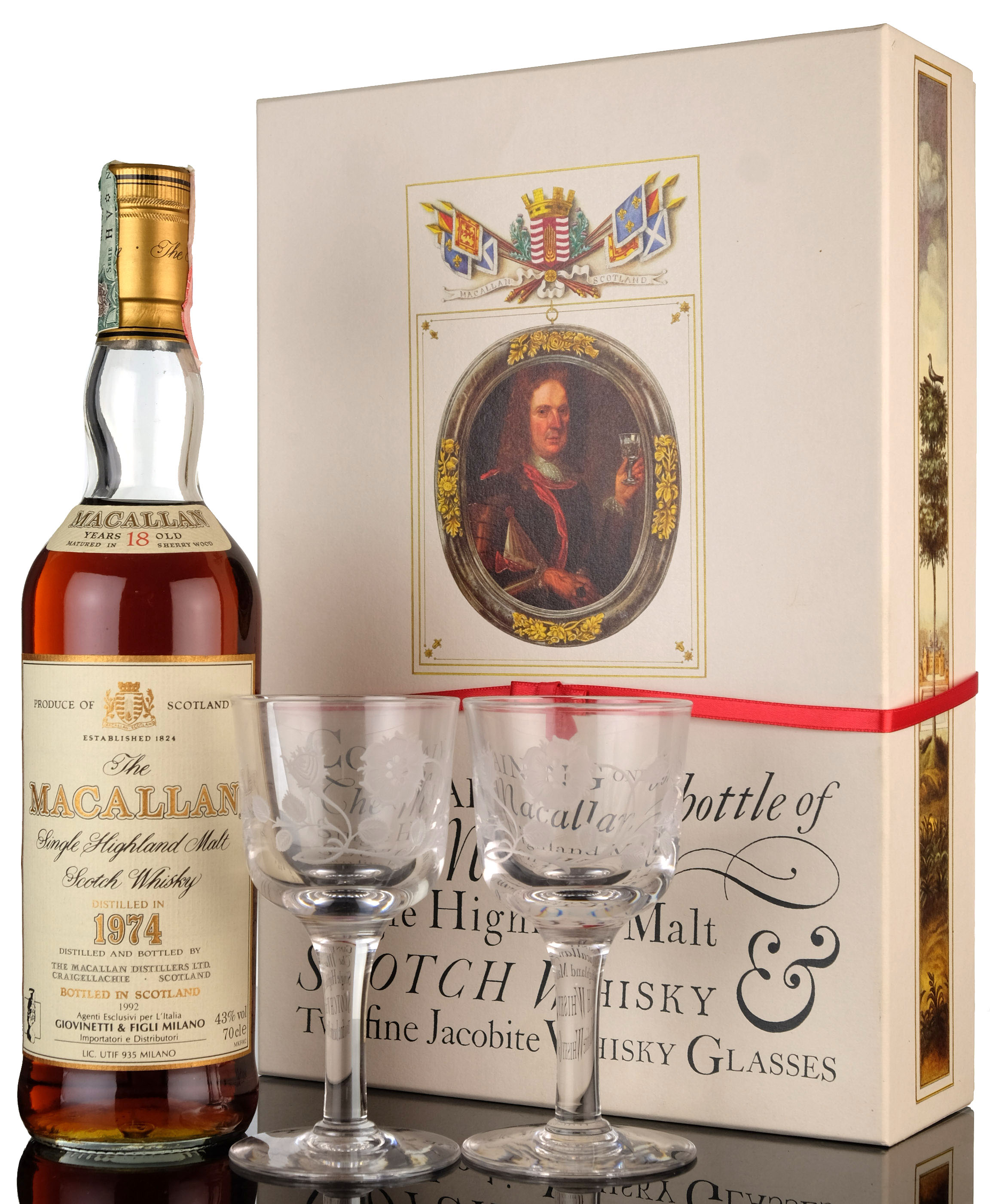 Macallan 1974-1992 - 18 Year Old - Sherry Cask - Jacobite Glasses