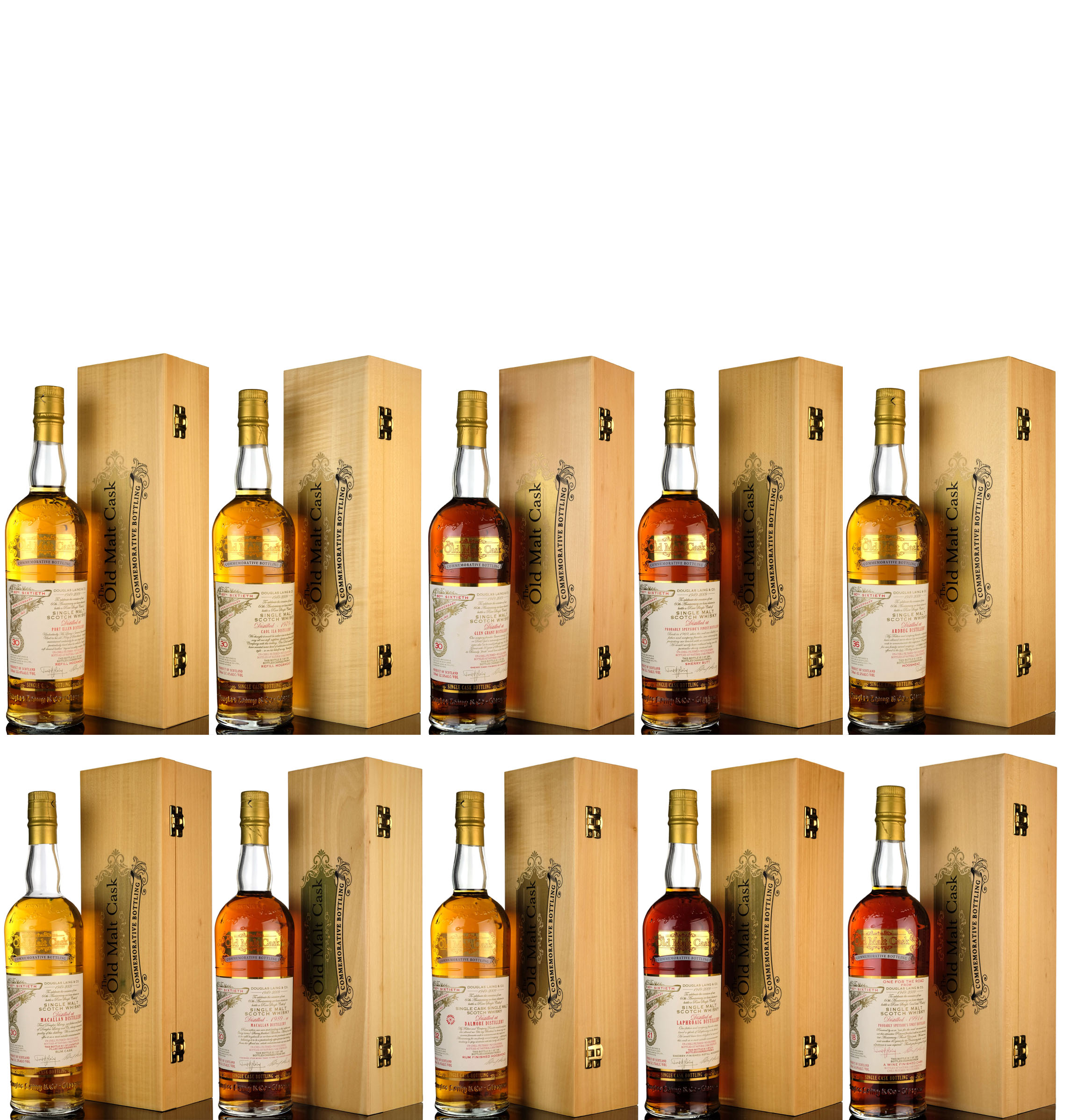 Set Of 10 Douglas Laing - Old Malt Cask - 60th Anniversary