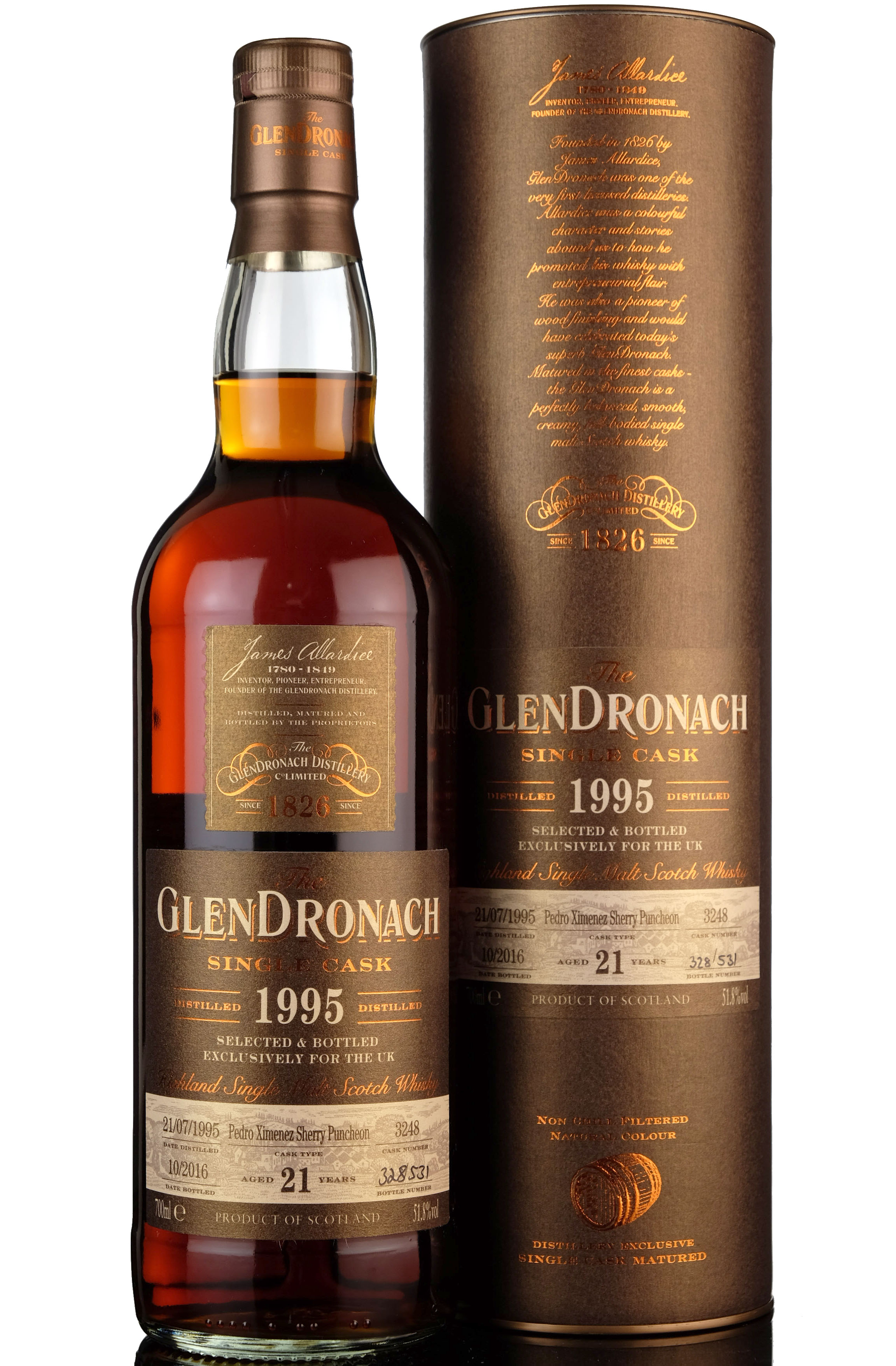 Glendronach 1995-2016 - 21 Year Old - Single Cask 3248 - UK Exclusive