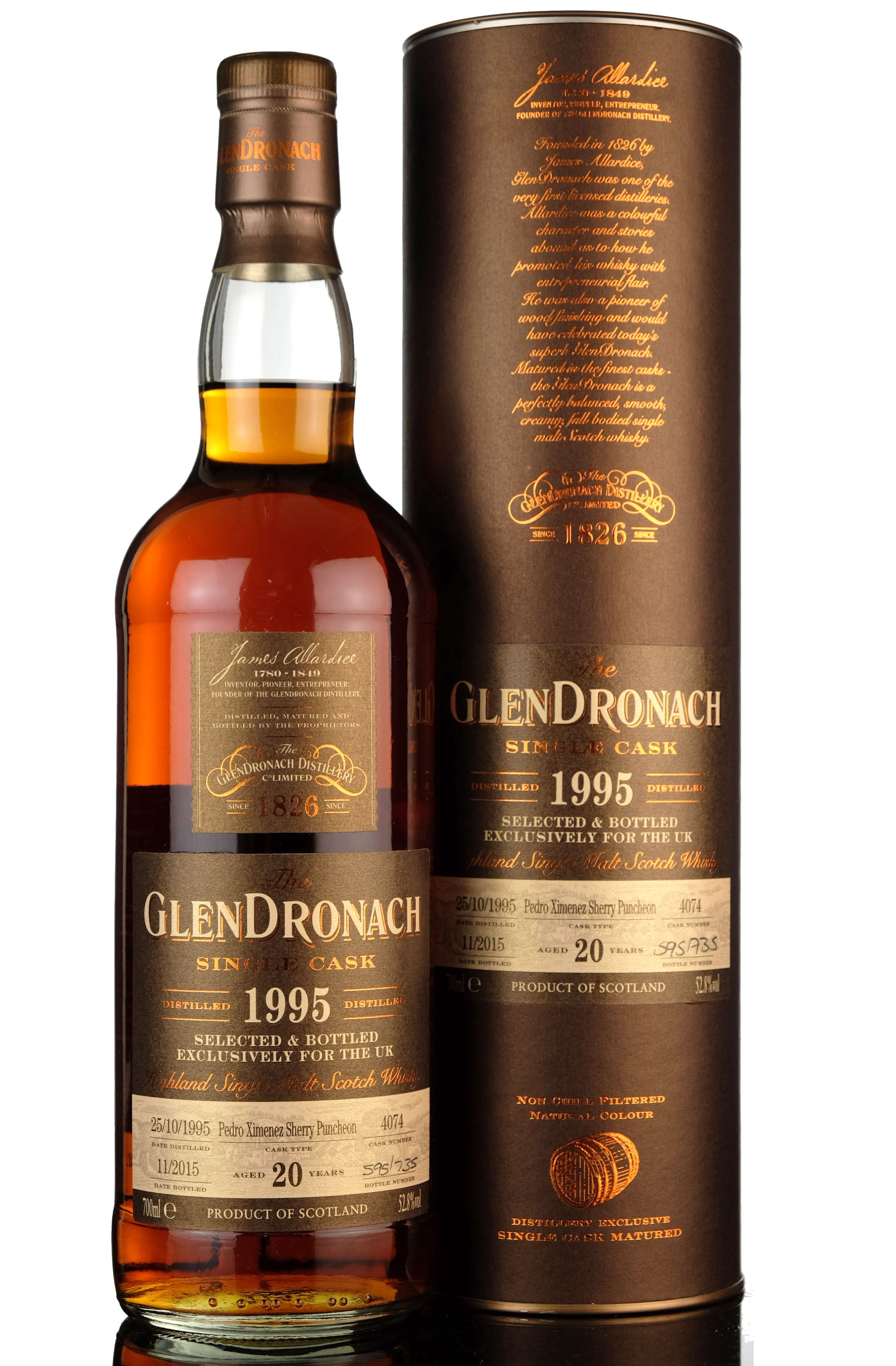 Glendronach 1995-2015 - 20 Year Old - Single Cask 4074 - UK Exclusive