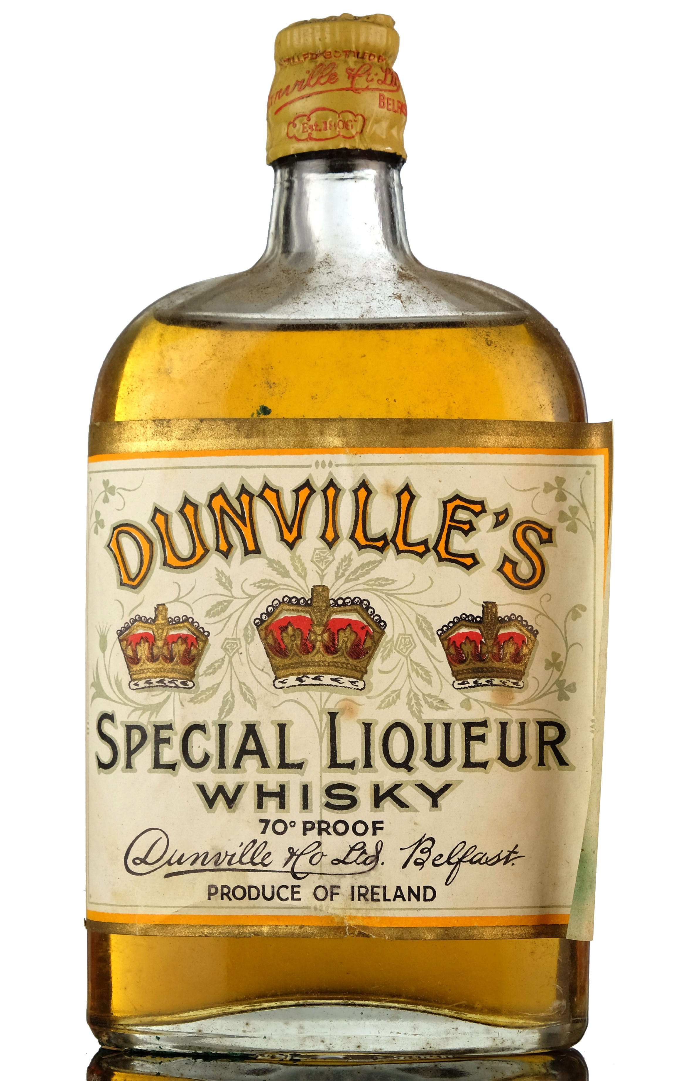 Dunvilles Three Crowns Irish Whiskey Rotation 1948 Half Bottle