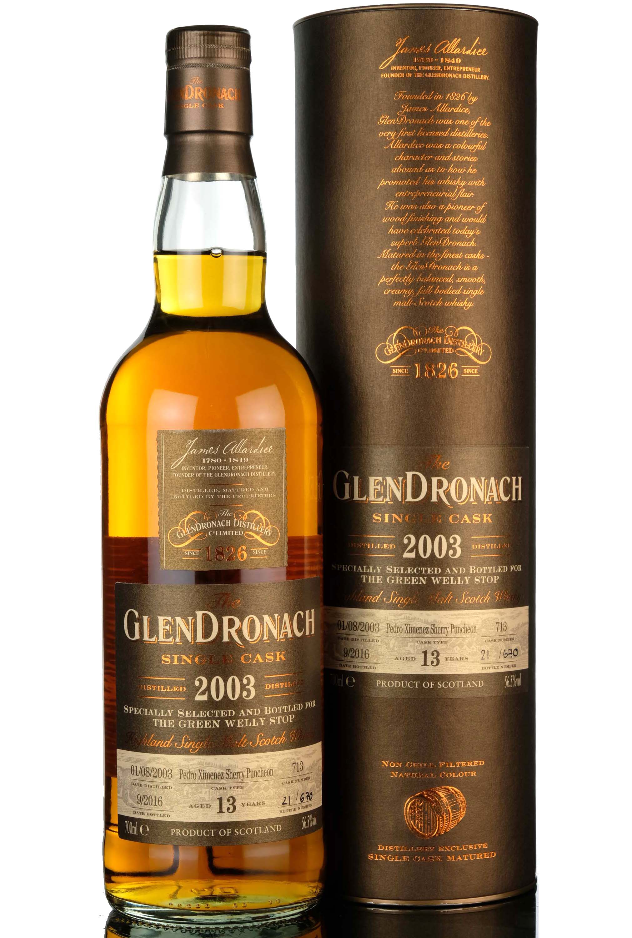 Glendronach 2003-2016 - 13 Year Old - Single Cask 713 - Green Welly Stop