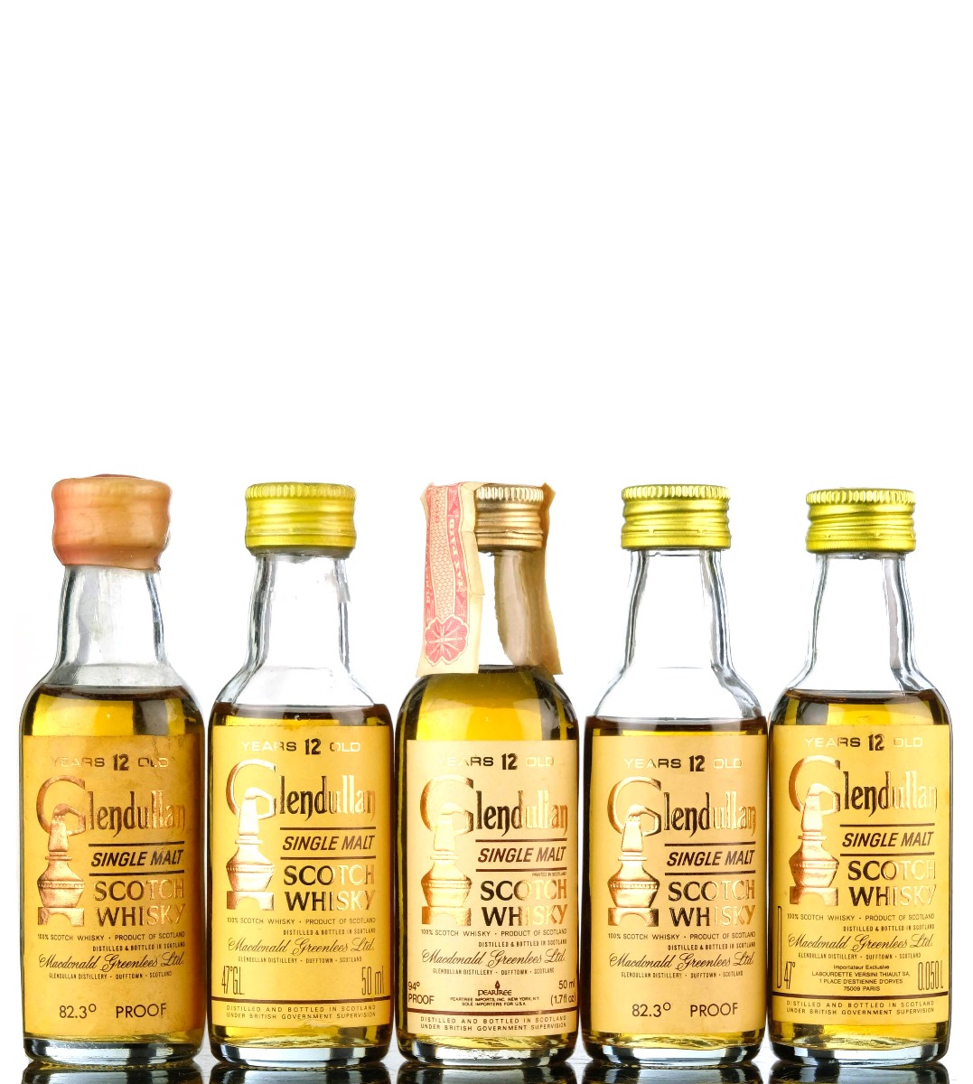 5 x Glendullan 12 Year Old Miniatures