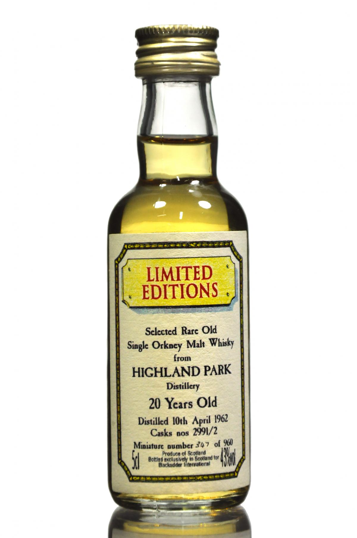 Highland Park 1962 - 20 Year Old - Blackadder Miniature