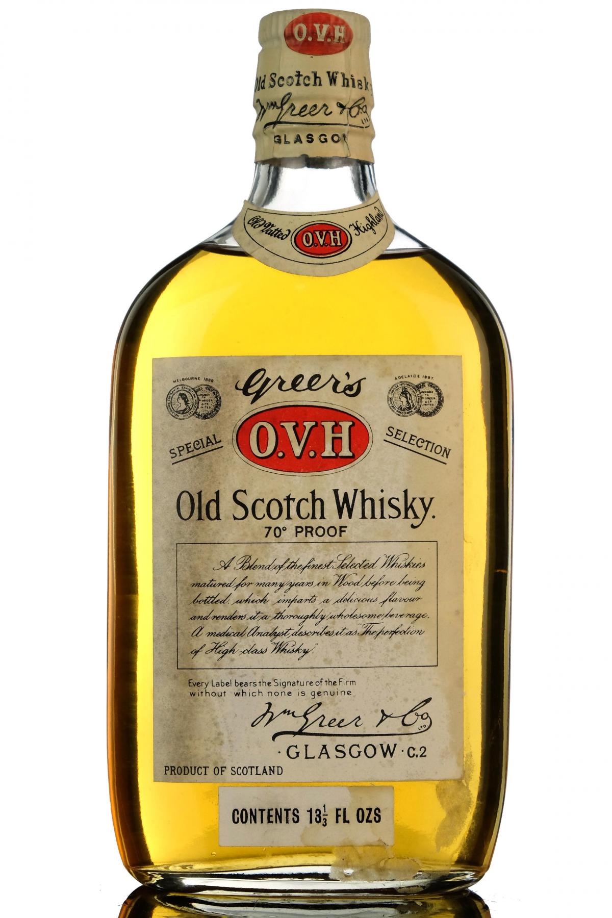 Greers O.V.H  - 1960s - Half Bottle