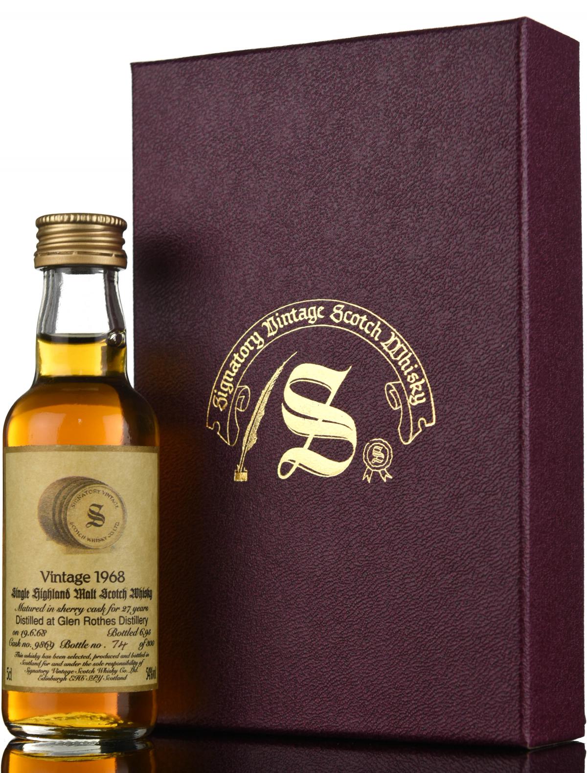 Glenrothes 1968-1995 - 27 Year Old - Signatory Vintage - Single Cask 9869 - Miniature