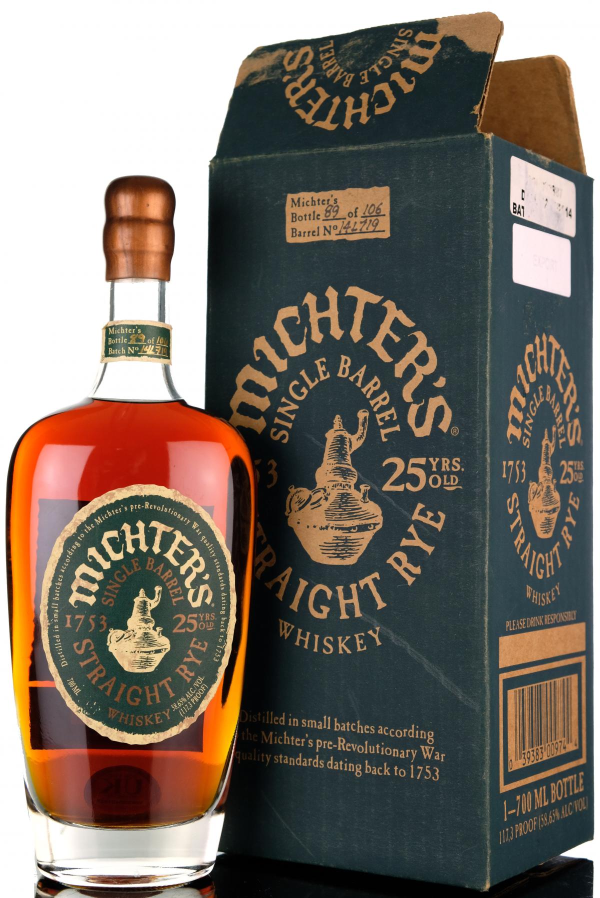 Michters 25 Year Old - Straight Rye Whiskey