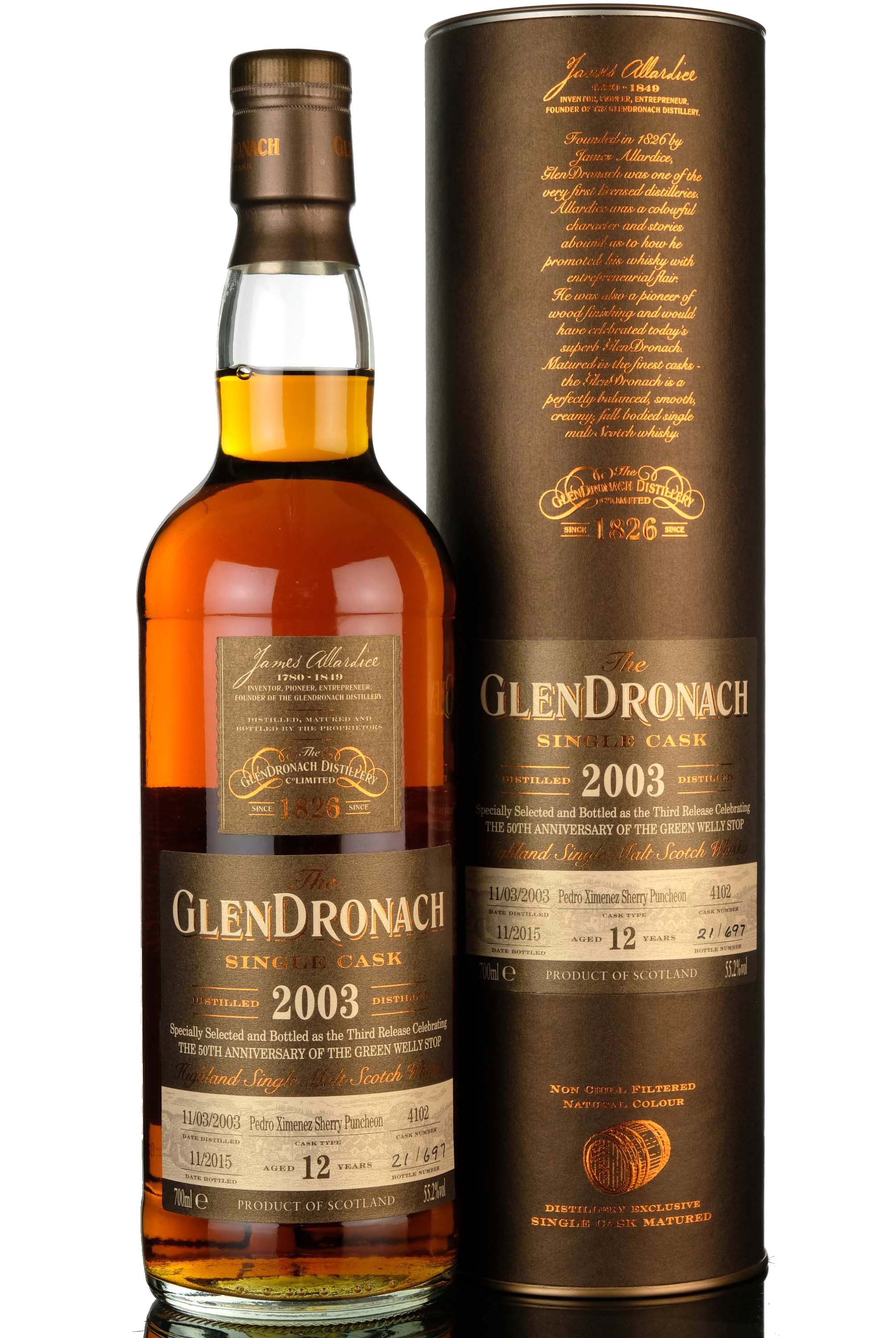 Glendronach 2003 - 2015 12 Single Cask 4102 Green Welly Stop