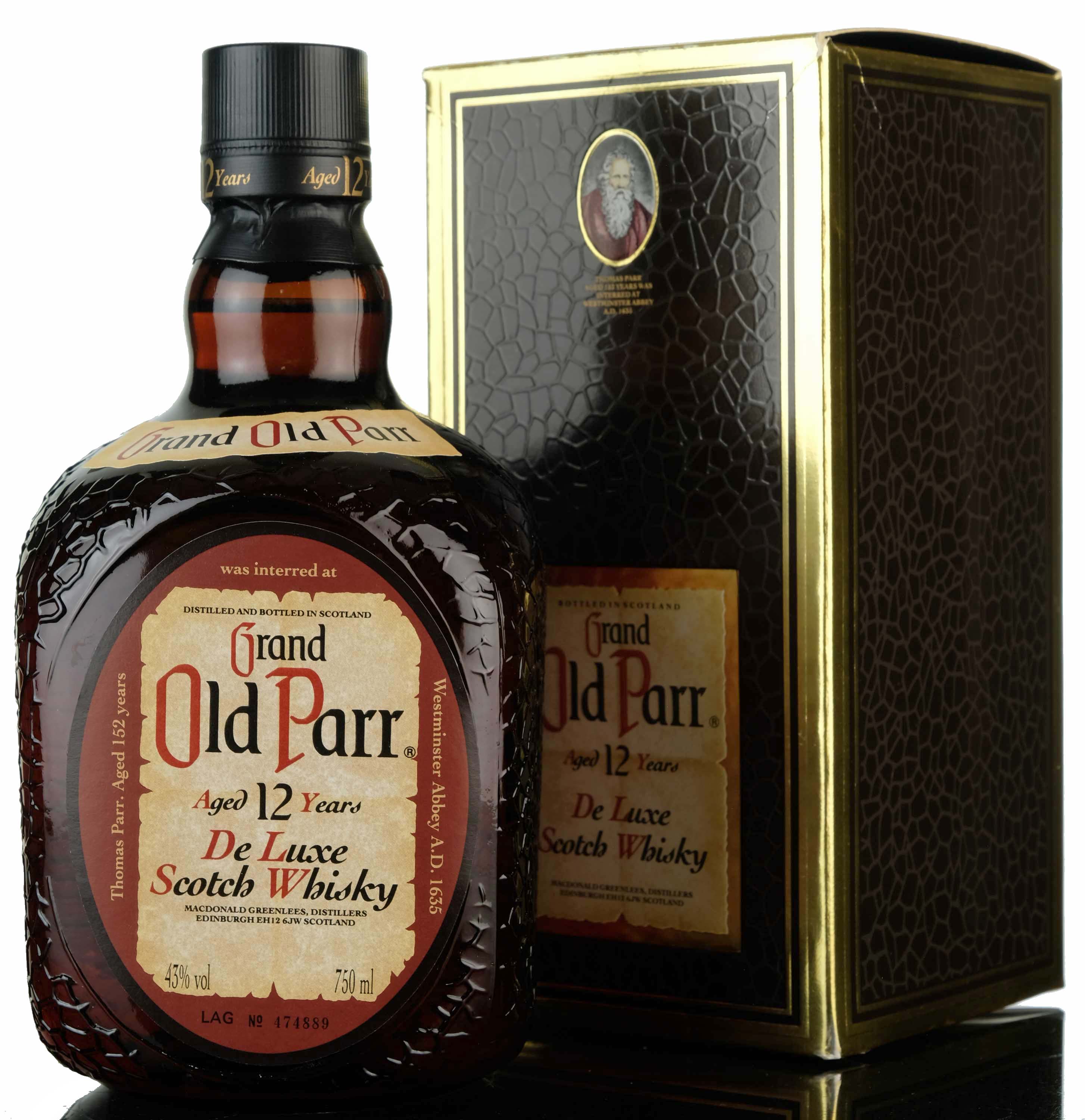 Grand Old Parr 12 Year Old - De Luxe - 1980s