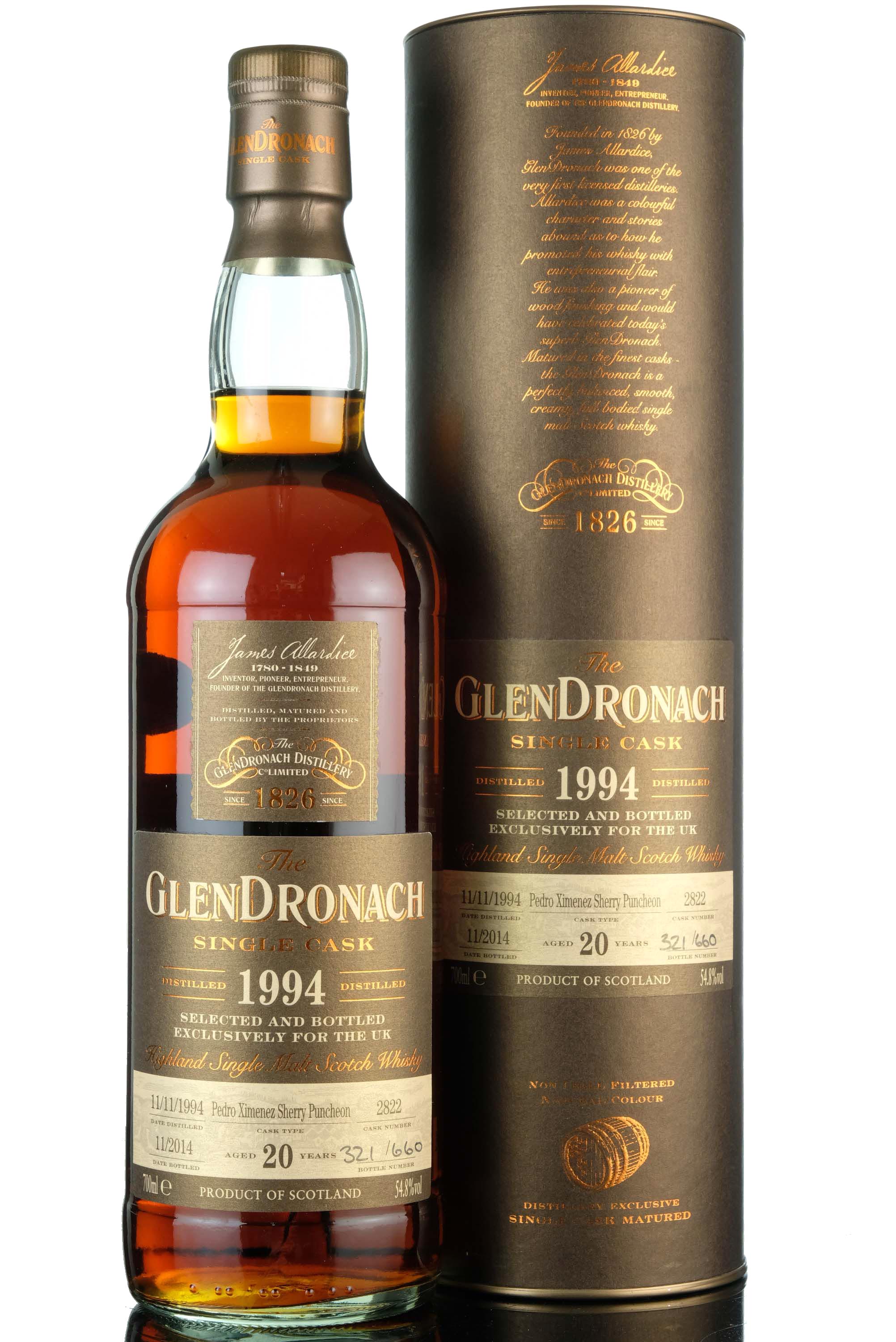 Glendronach 1994-2014 - 20 Year Old - Single Cask 2822 - UK Exclusive
