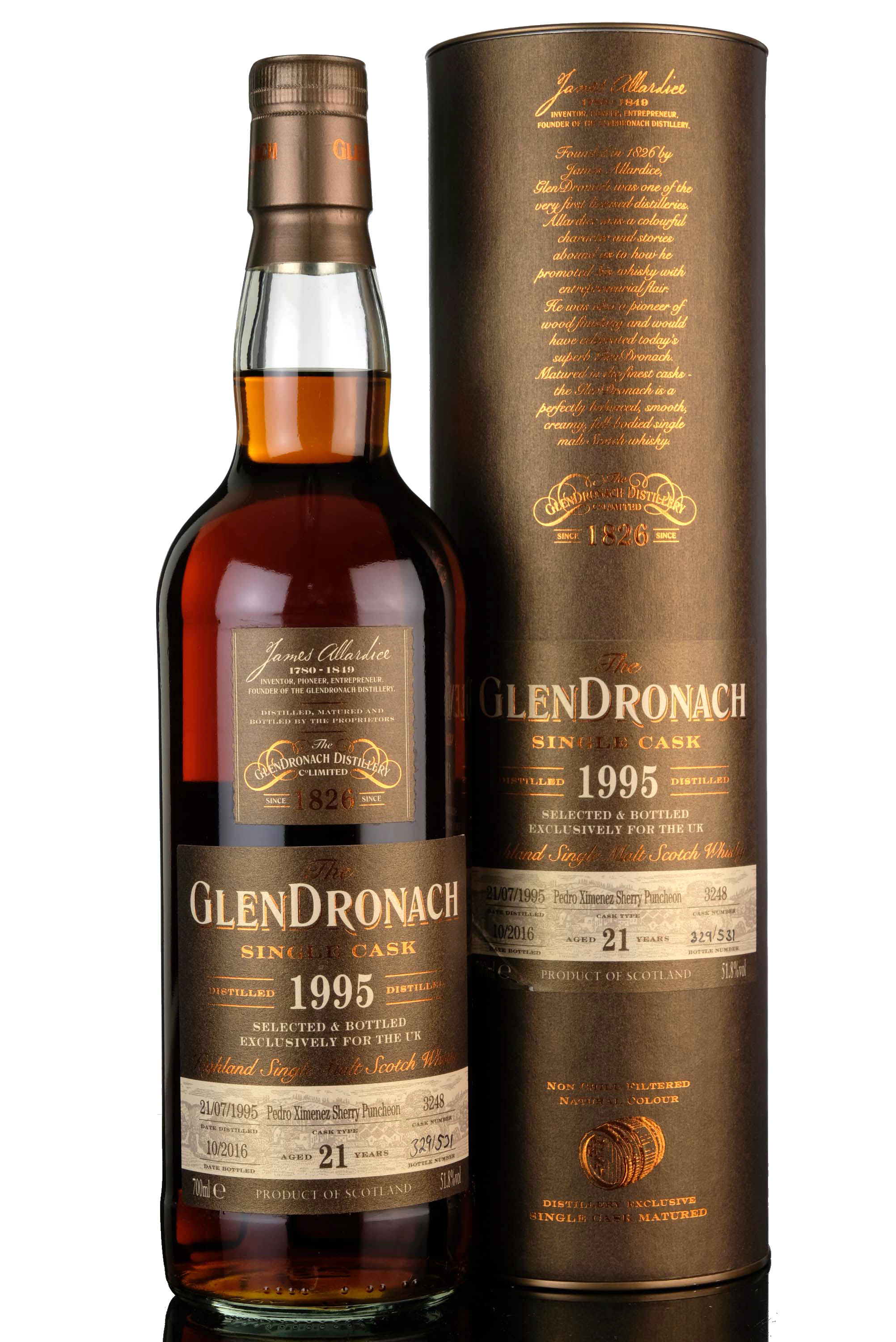 Glendronach 1995-2016 - 21 Year Old - Single Cask 3248 - UK Exclusive