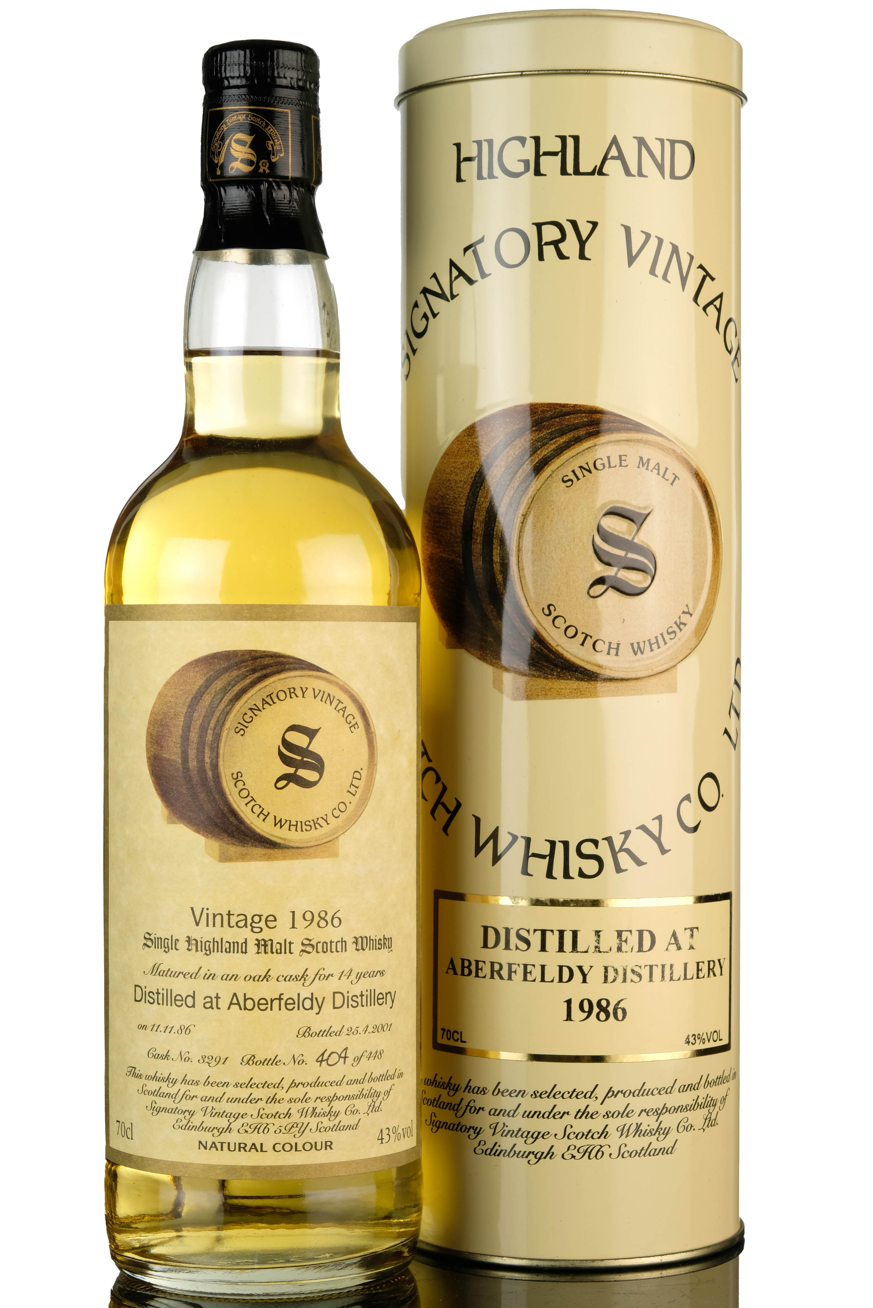 Aberfeldy 1986-2001 - 14 Year Old - Signatory Vintage - Single Cask 3291