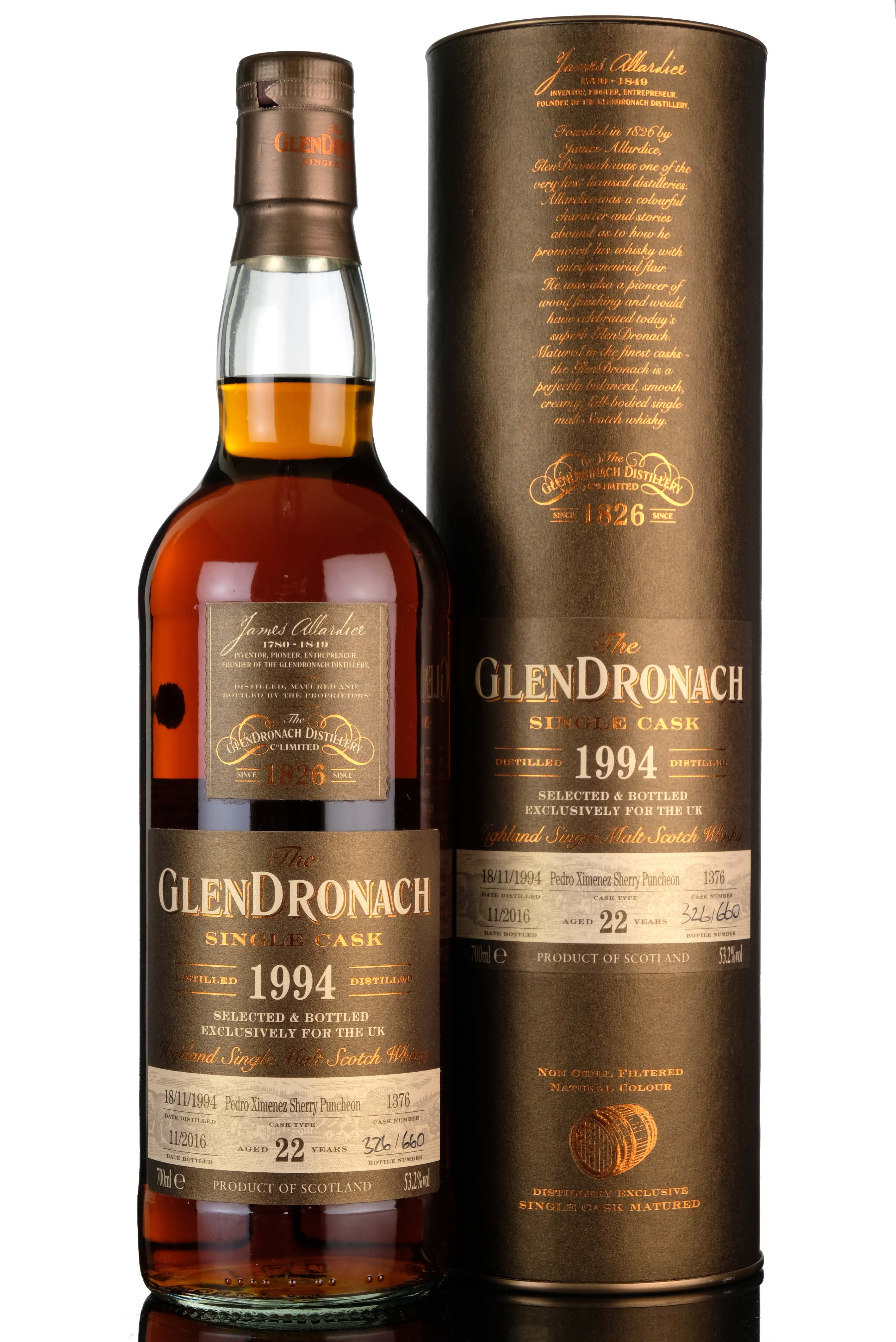 Glendronach 1994-2016 - 22 Year Old - Single Cask 1376 - UK Exclusive