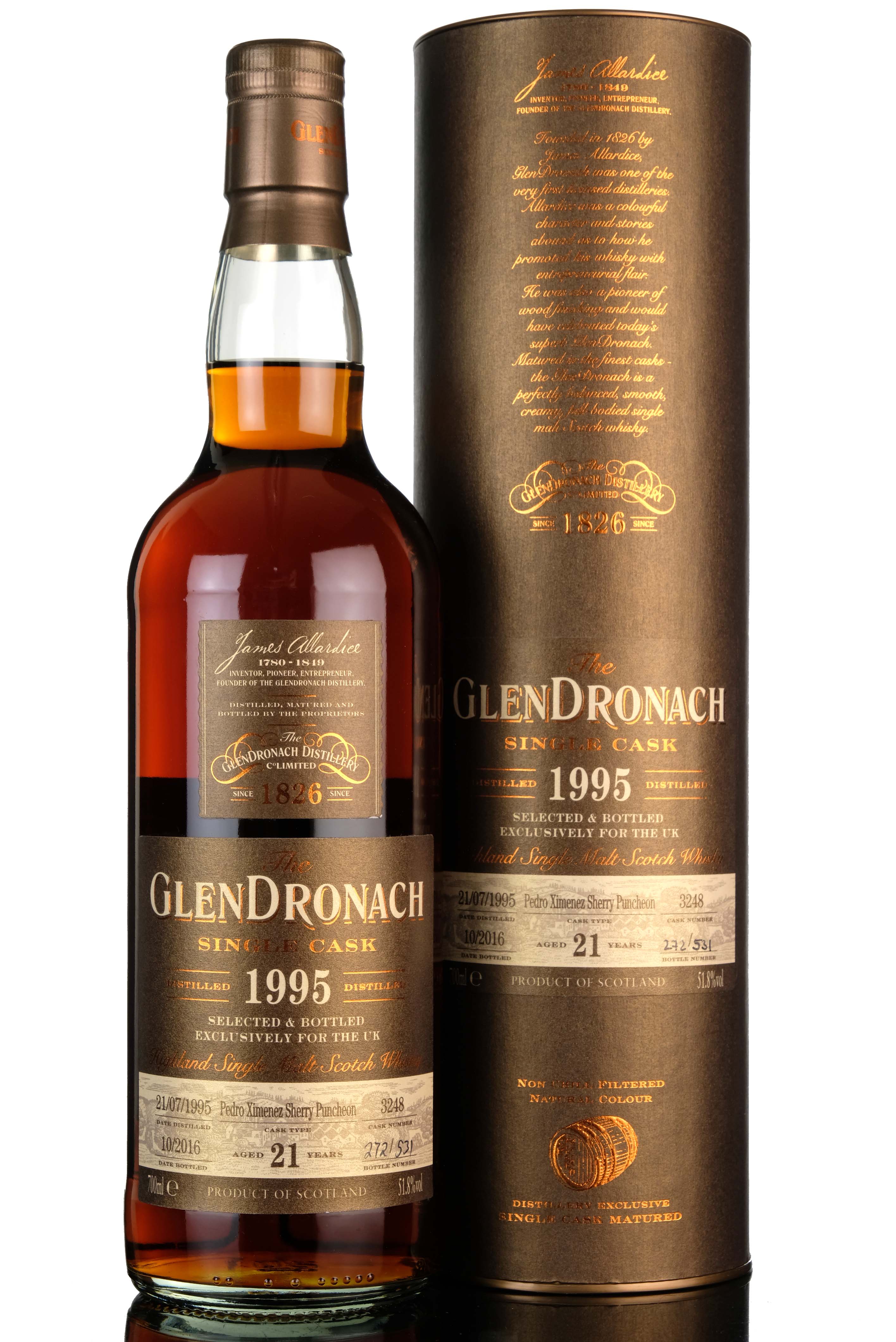 Glendronach 1995-2016 - 21 Year Old - Single Cask 3248 - UK Exclusive