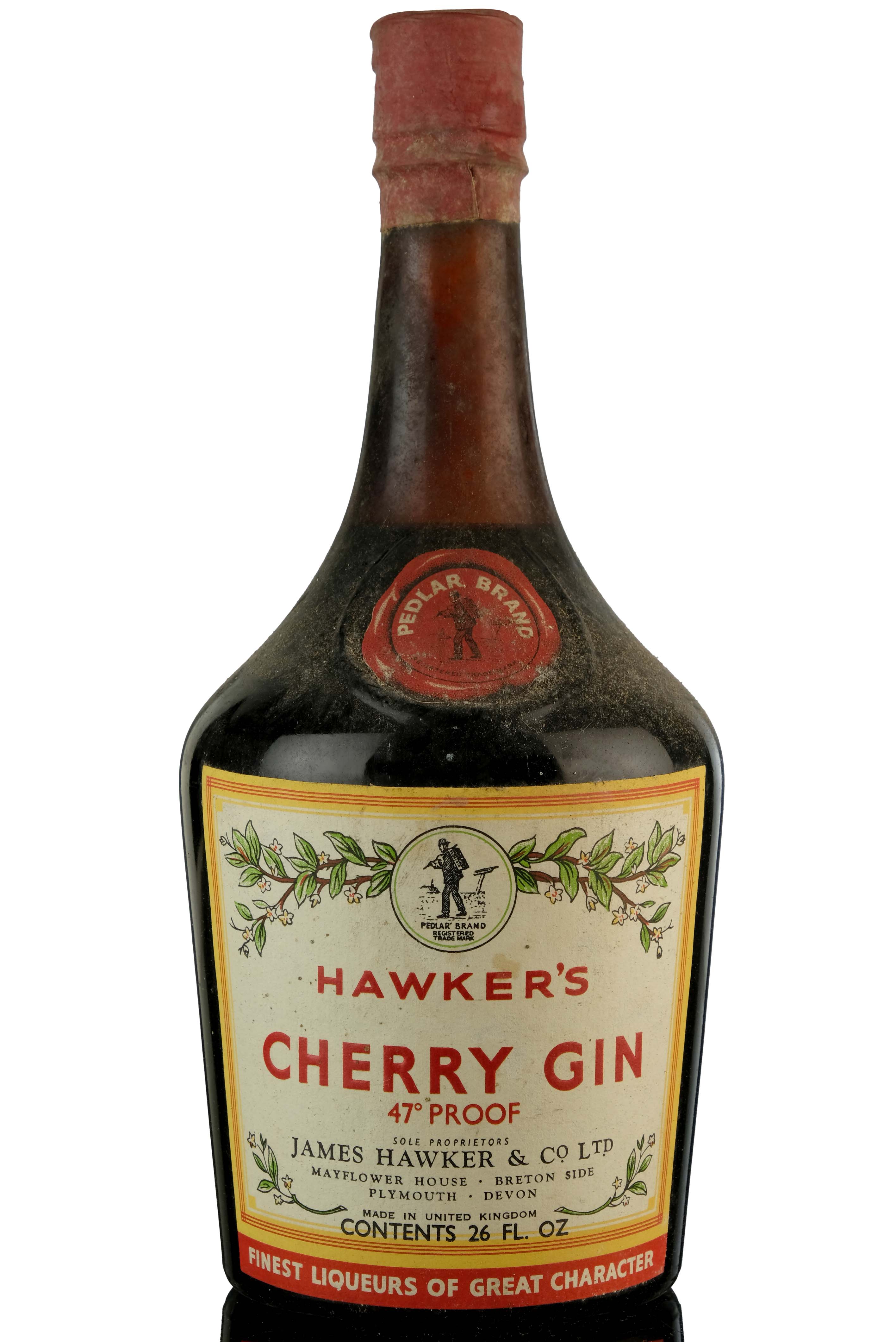 Hawkers Pedlar Cherry Gin - 1950s