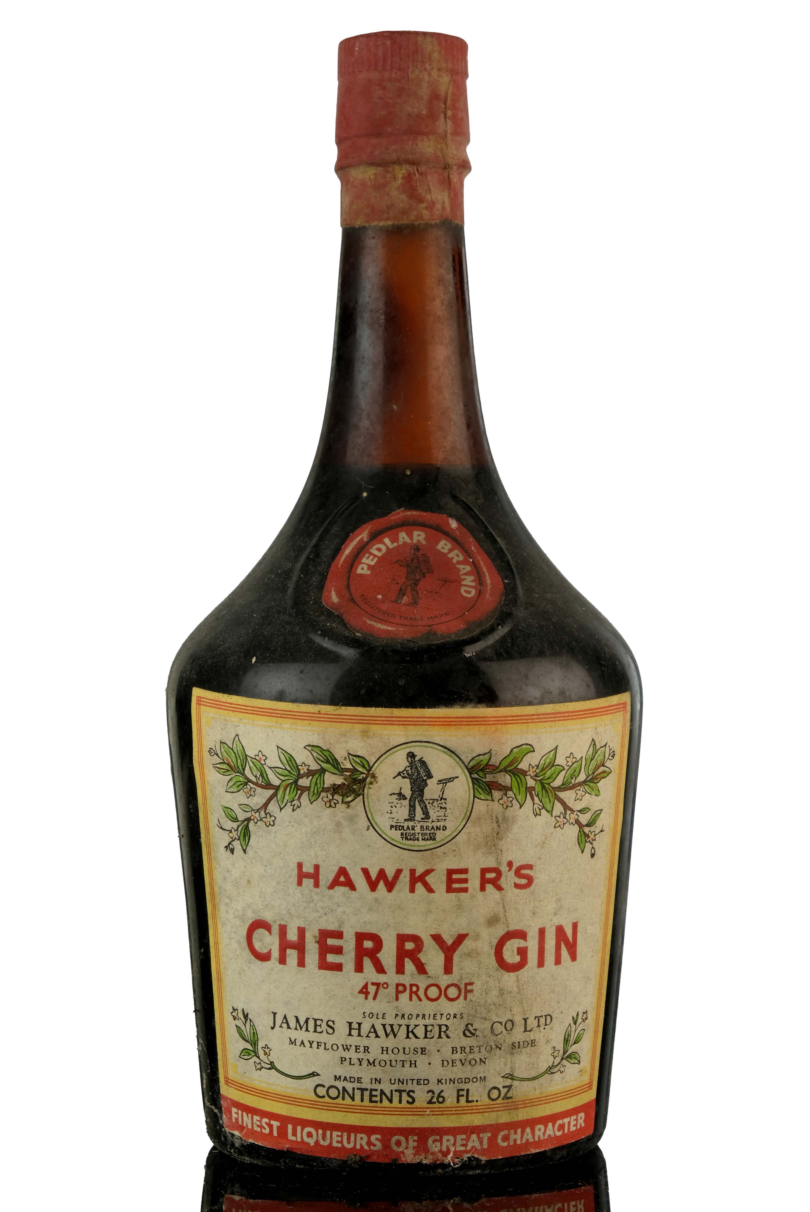 Hawkers Pedlar Cherry Gin - 1950s