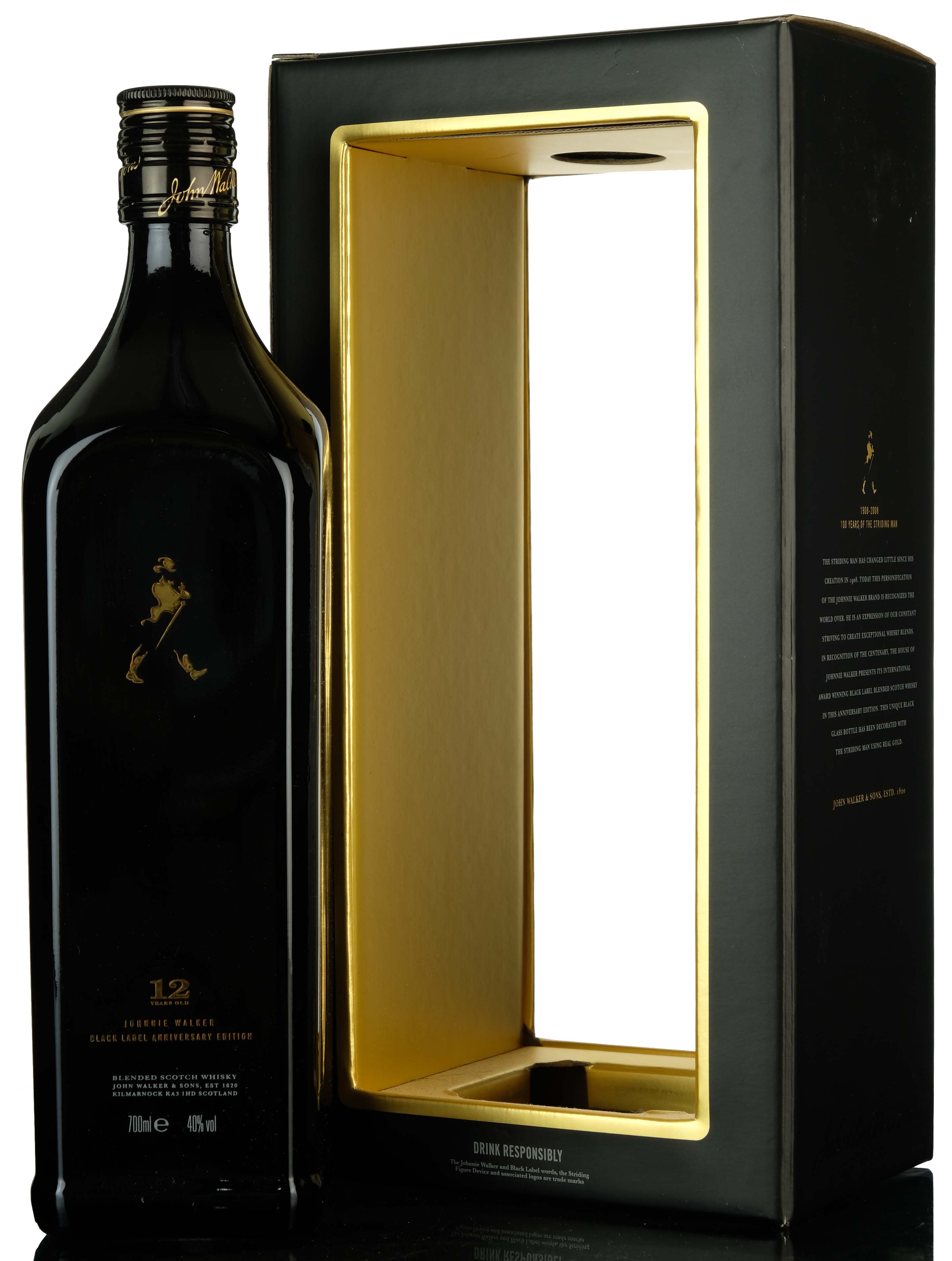 Johnnie Walker 12 Year Old - Black Label - Centenary Of The Striding Man 1909-2009