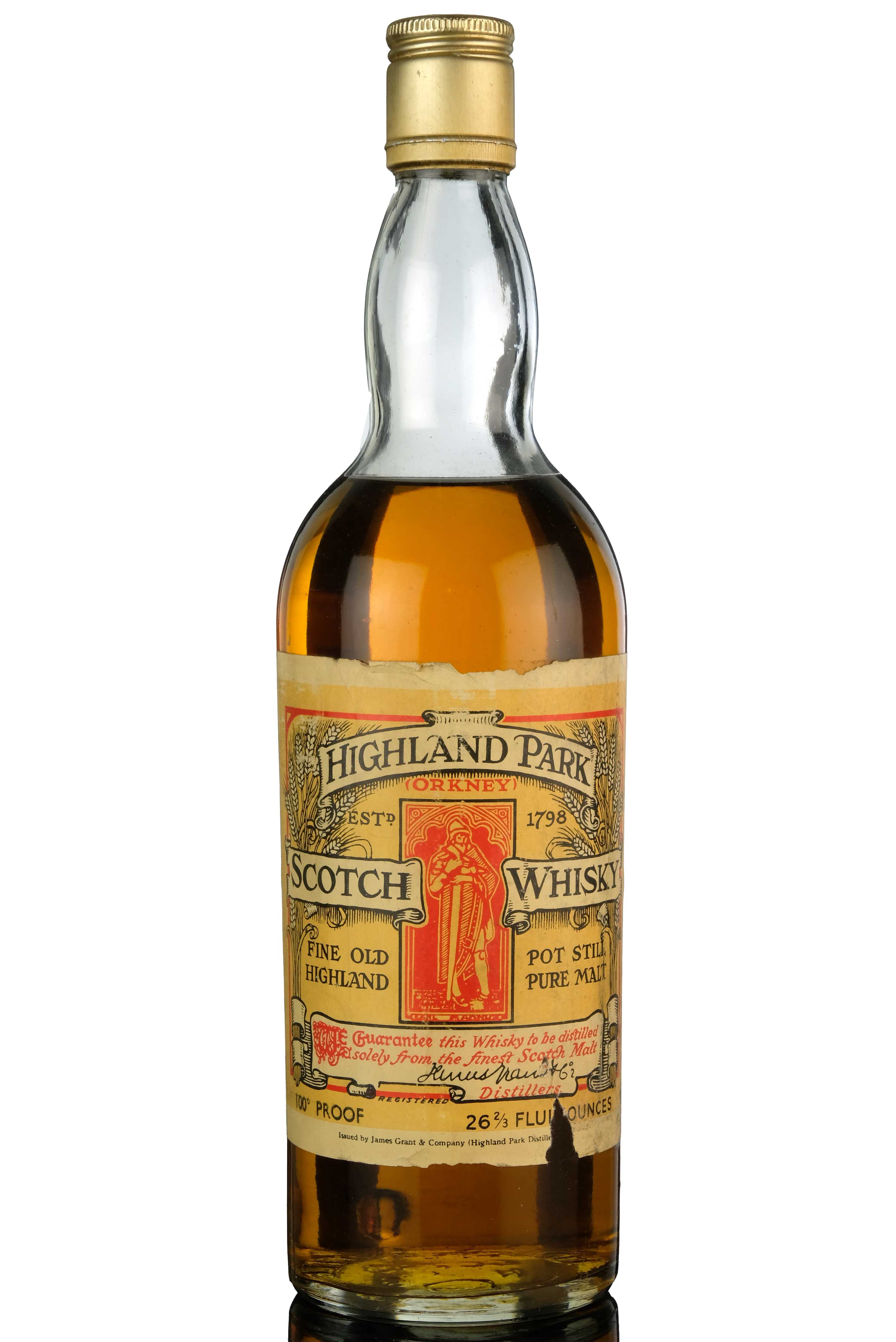 Highland Park St Magnus Pot Still Pure Malt Early 1970s 100 Proof