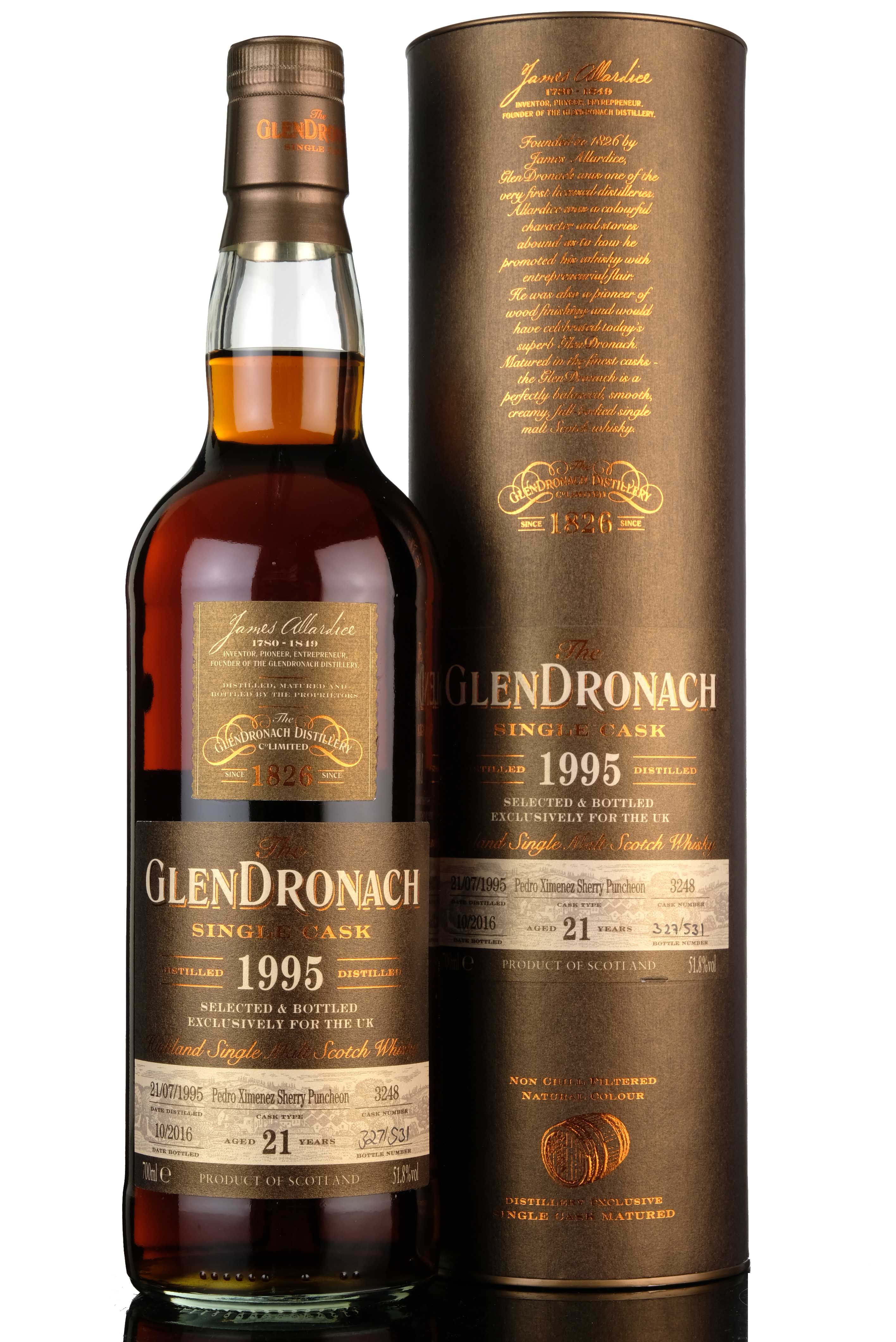 Glendronach 1995-2016 - 21 Year Old - Single Cask 3248 - UK Exclusive