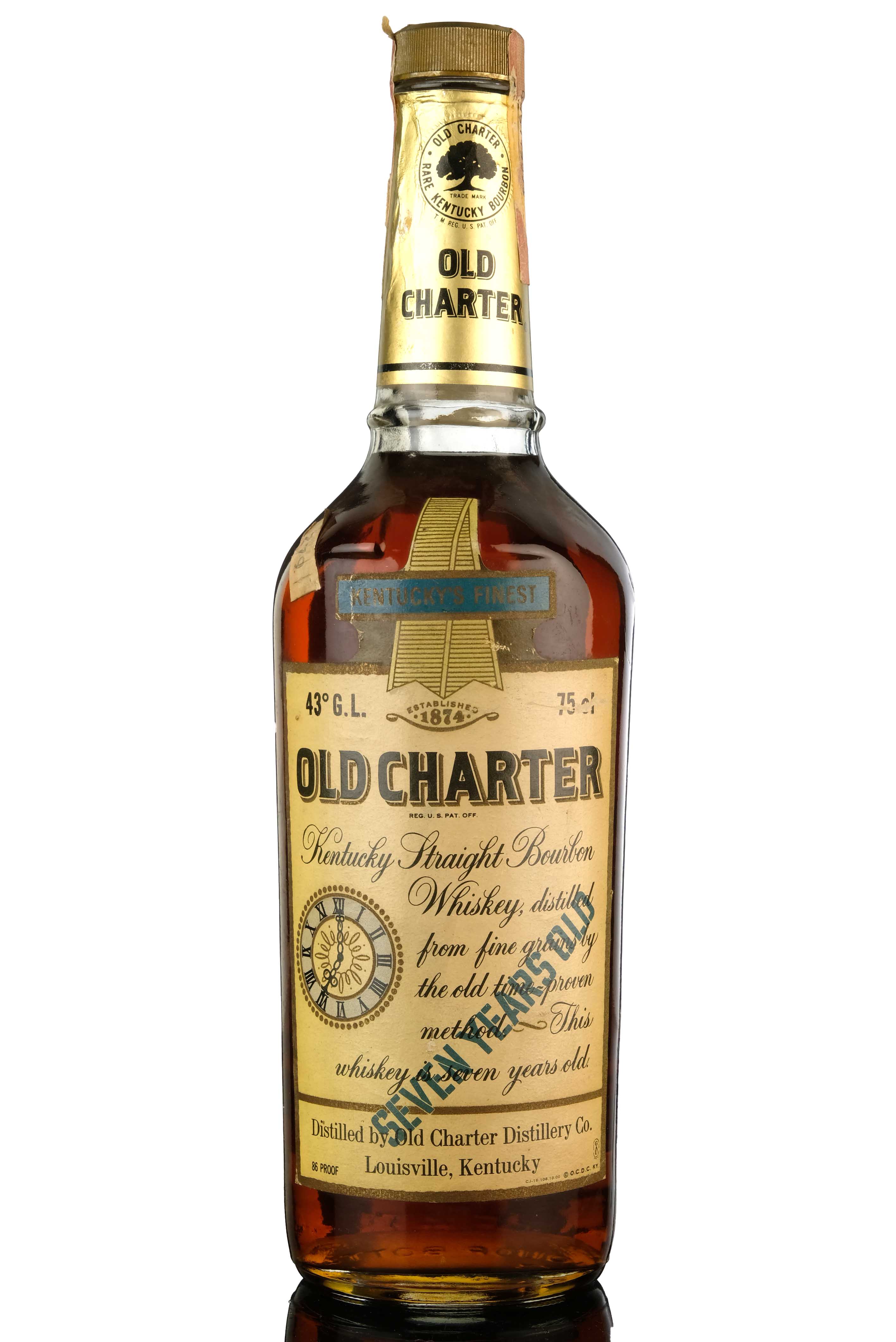 Old Charter 7 Year Old  Kentucky Straight Bourbon Whiskey  1970s