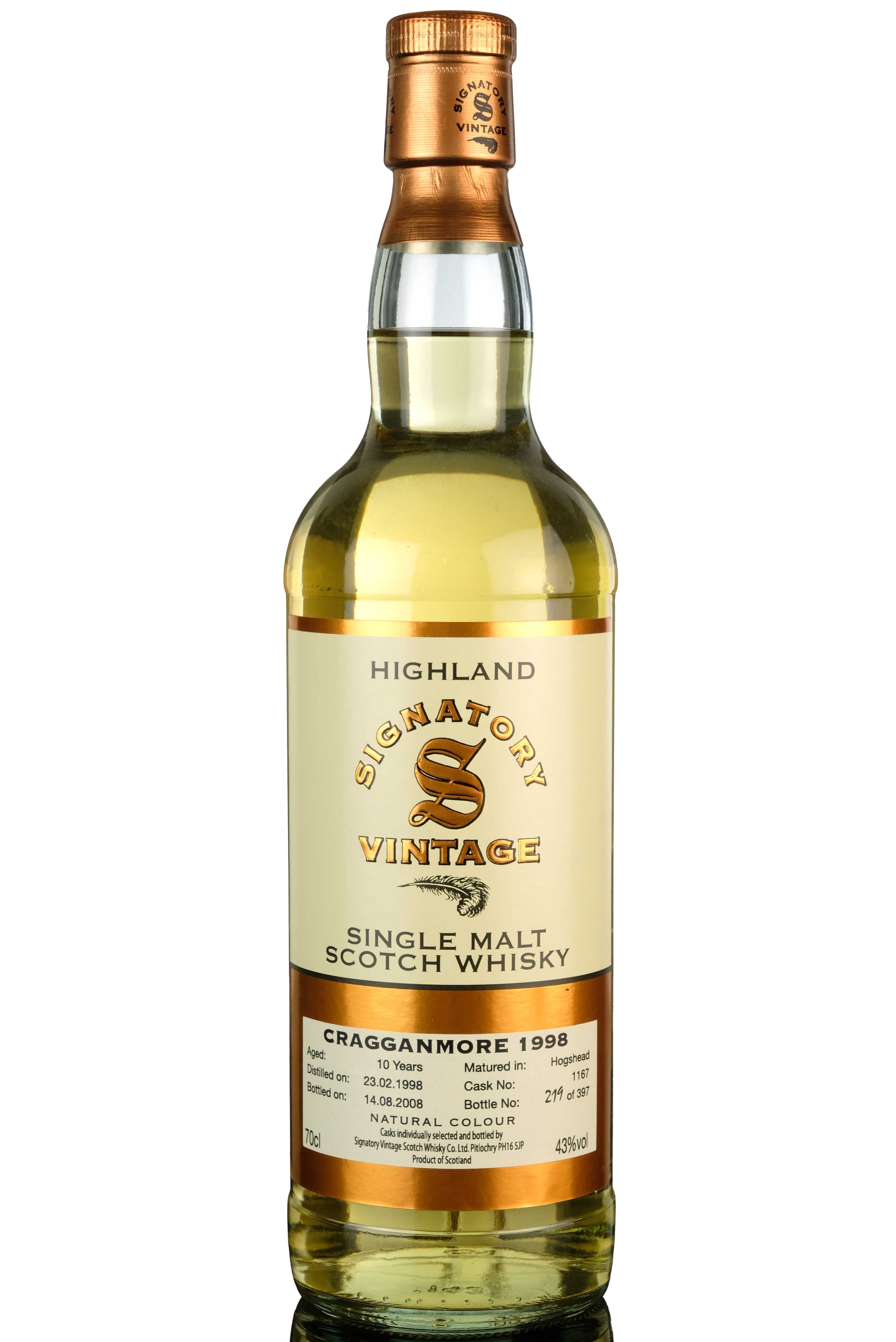 Cragganmore 1998 - 2008 10 Signatory Vintage Cask 1167