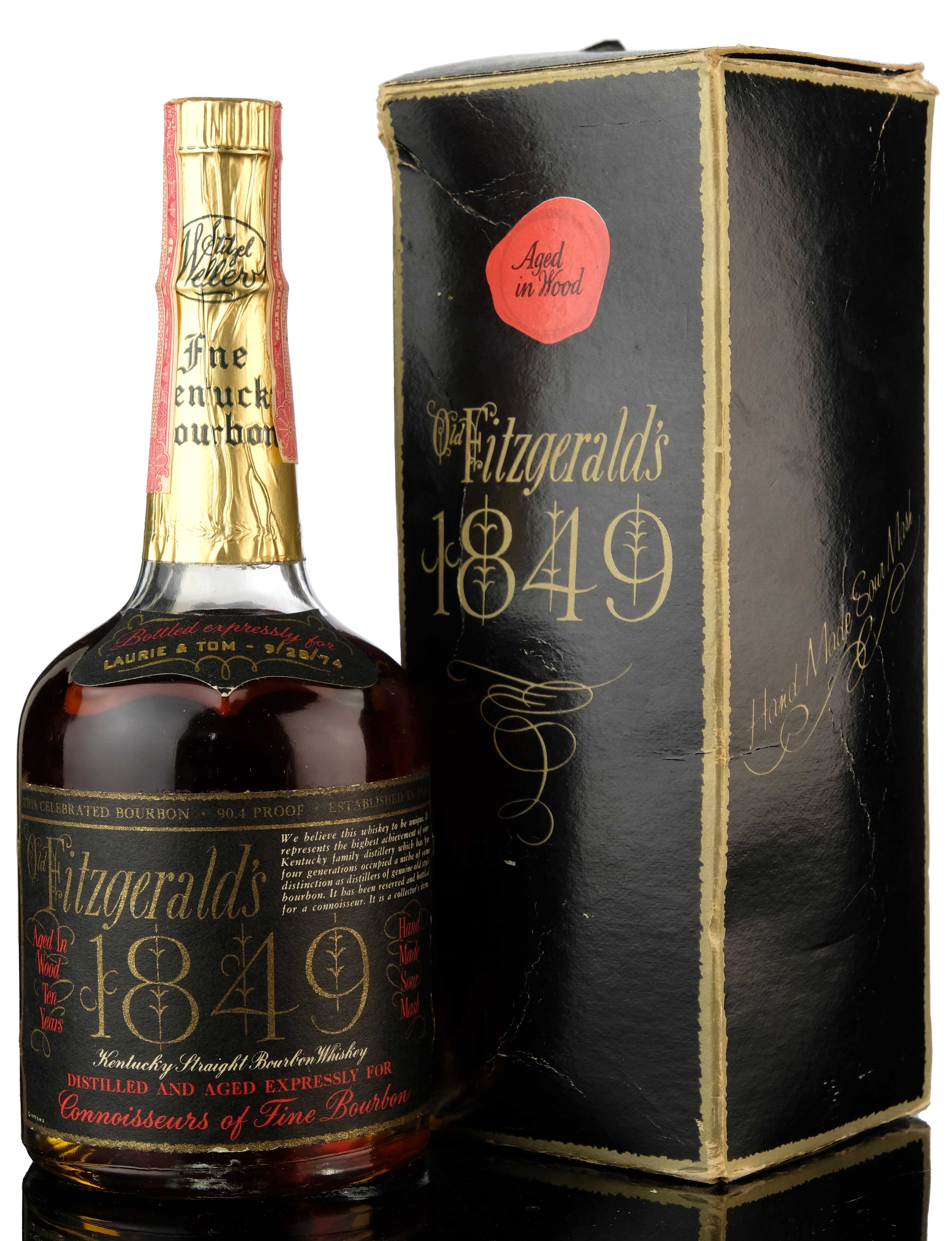 Old Fitzgeralds 1849 10 Year Old 1974 Release Quarter Bottle