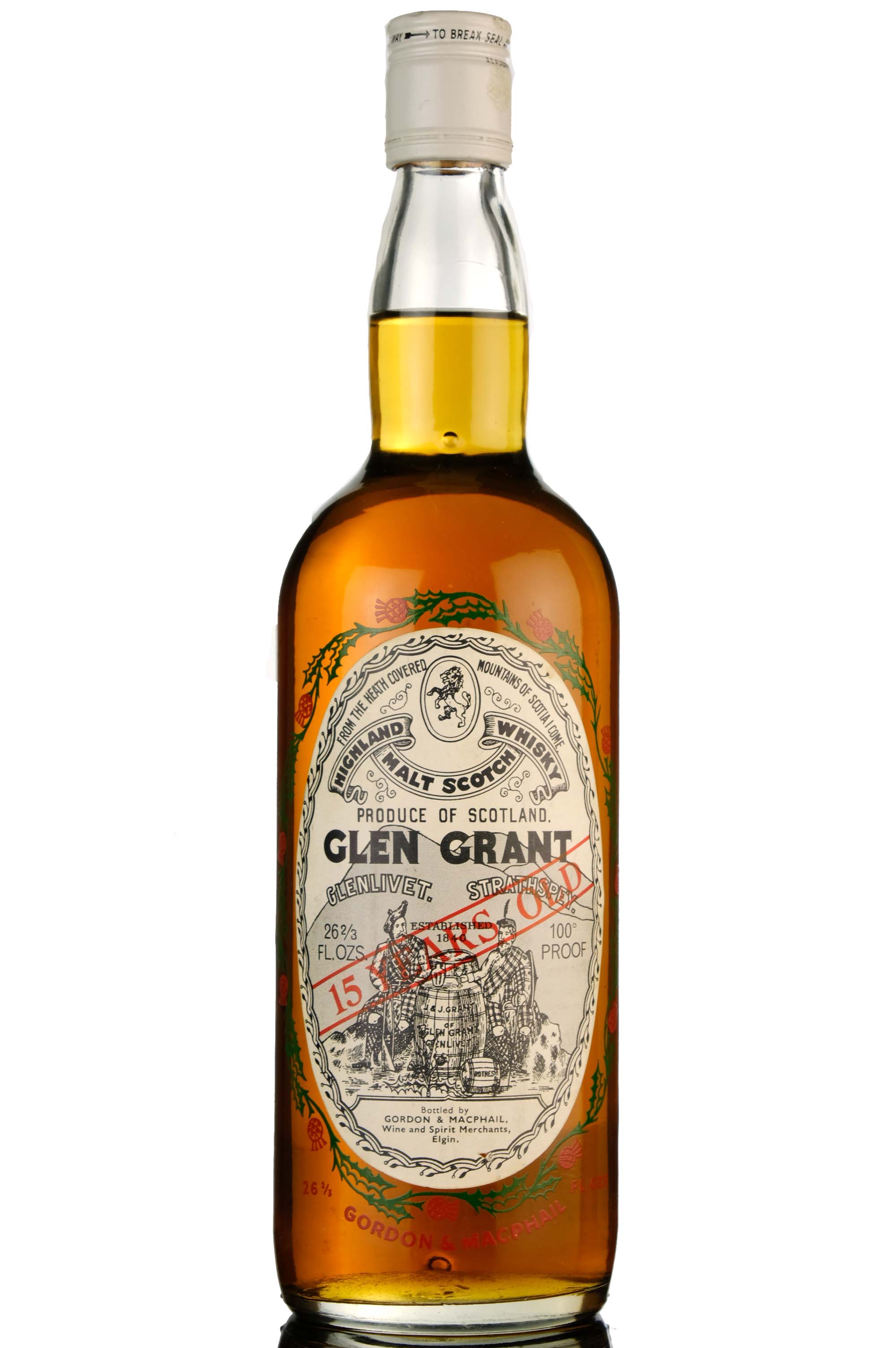 Glen Grant 15 Year Old Gordon MacPhail Circa 1970 100 Proof