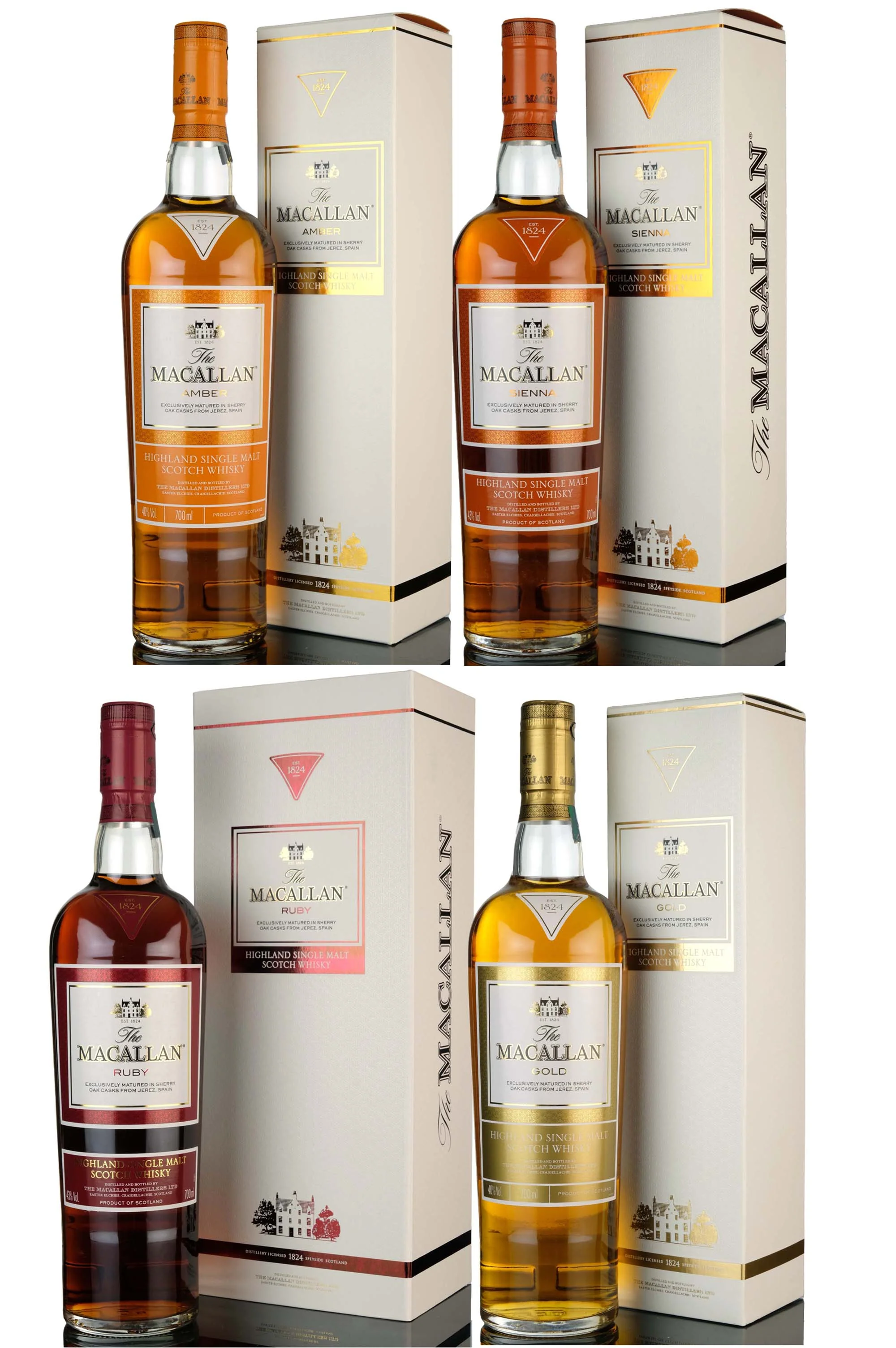 Macallan 1824 Set Ruby Gold Amber Sienna