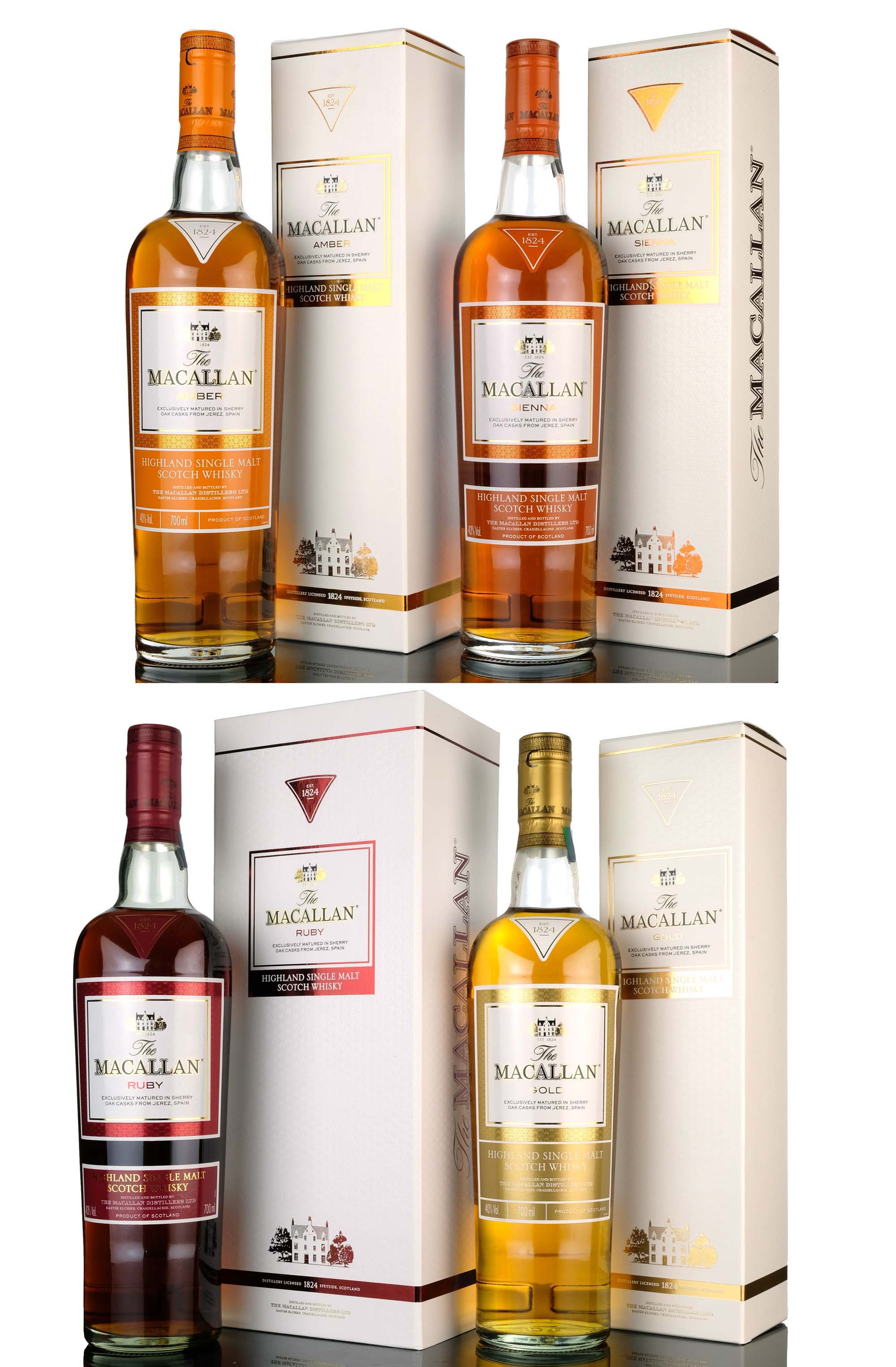 Macallan 1824 Set - Ruby - Gold - Amber - Sienna