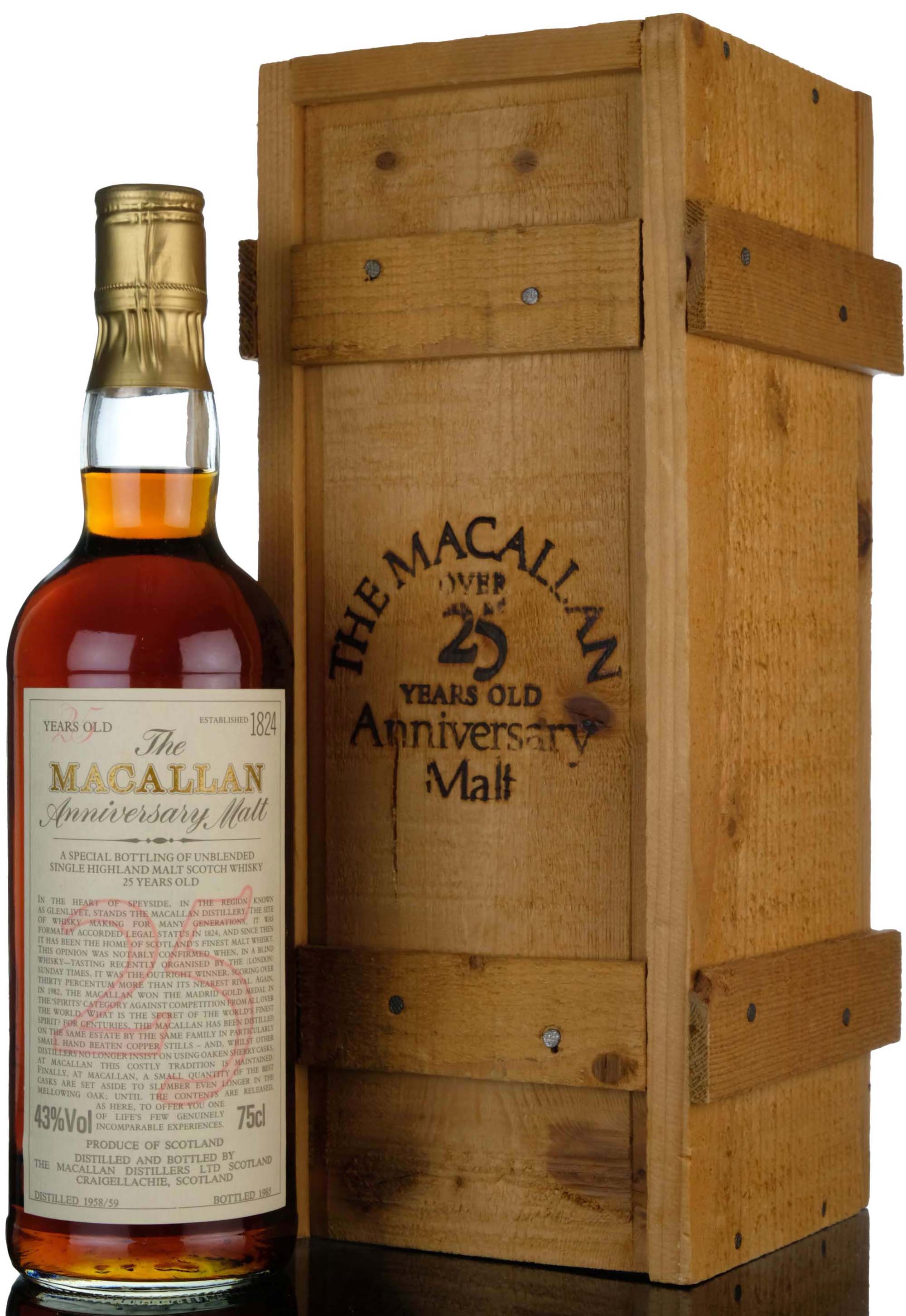 Macallan 1958/1959-1985 - 25 Year Old Anniversary Malt