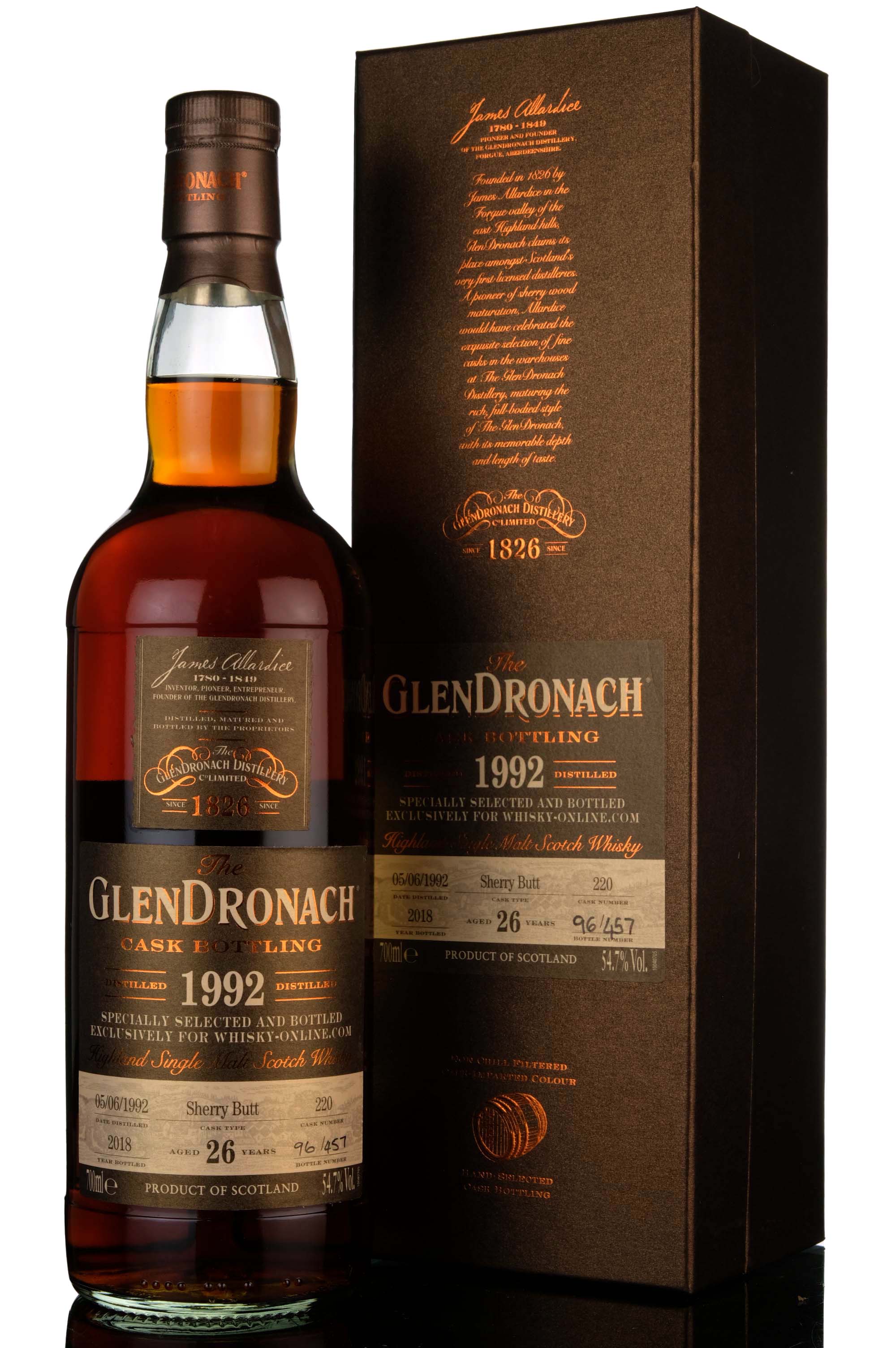 Glendronach 1992-2018 - 26 Year Old - Single Cask 220 - Whisky-Online Exclusive