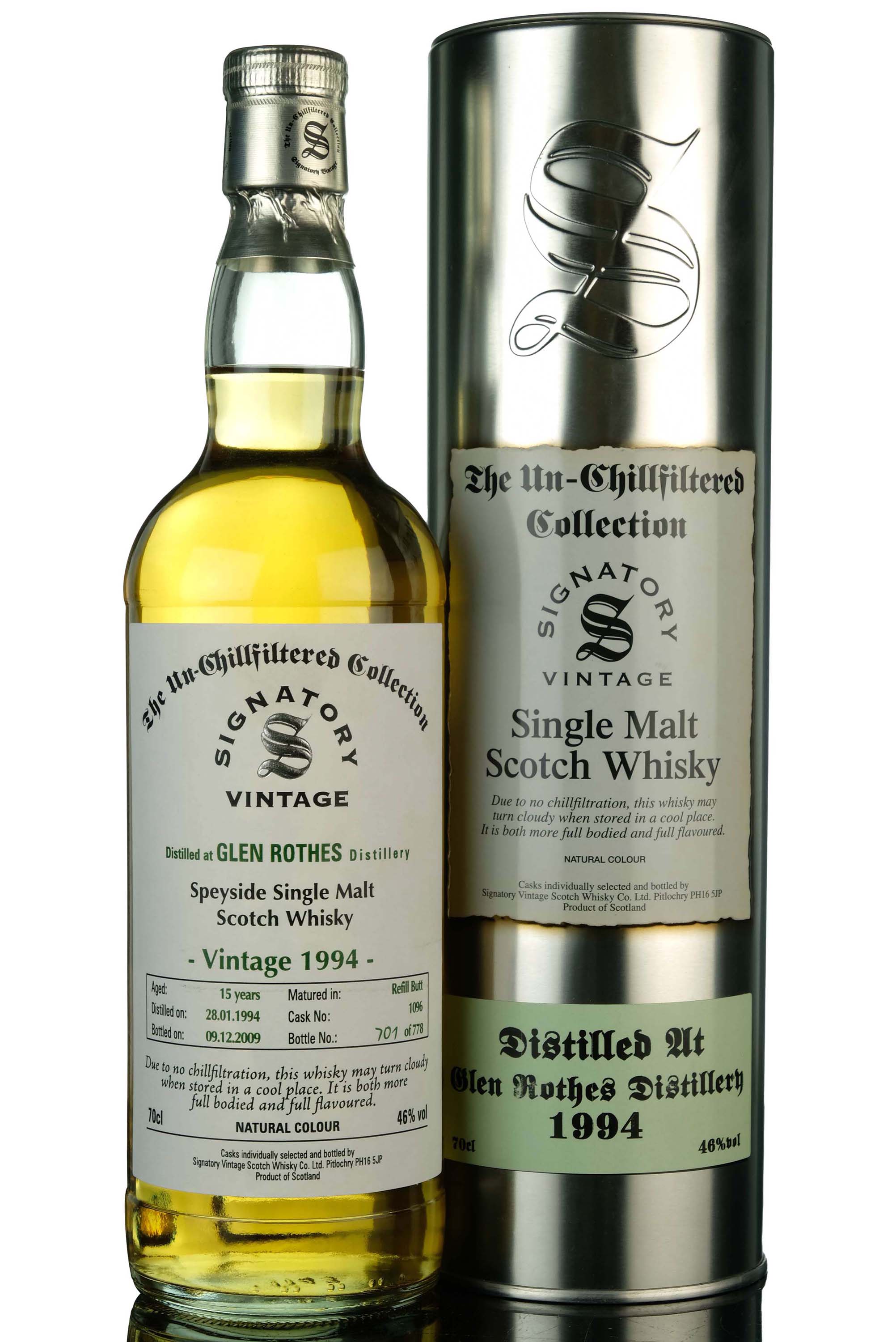 Glenrothes 1994-2009 - 15 Year Old - Signatory Vintage - Single Cask 1096