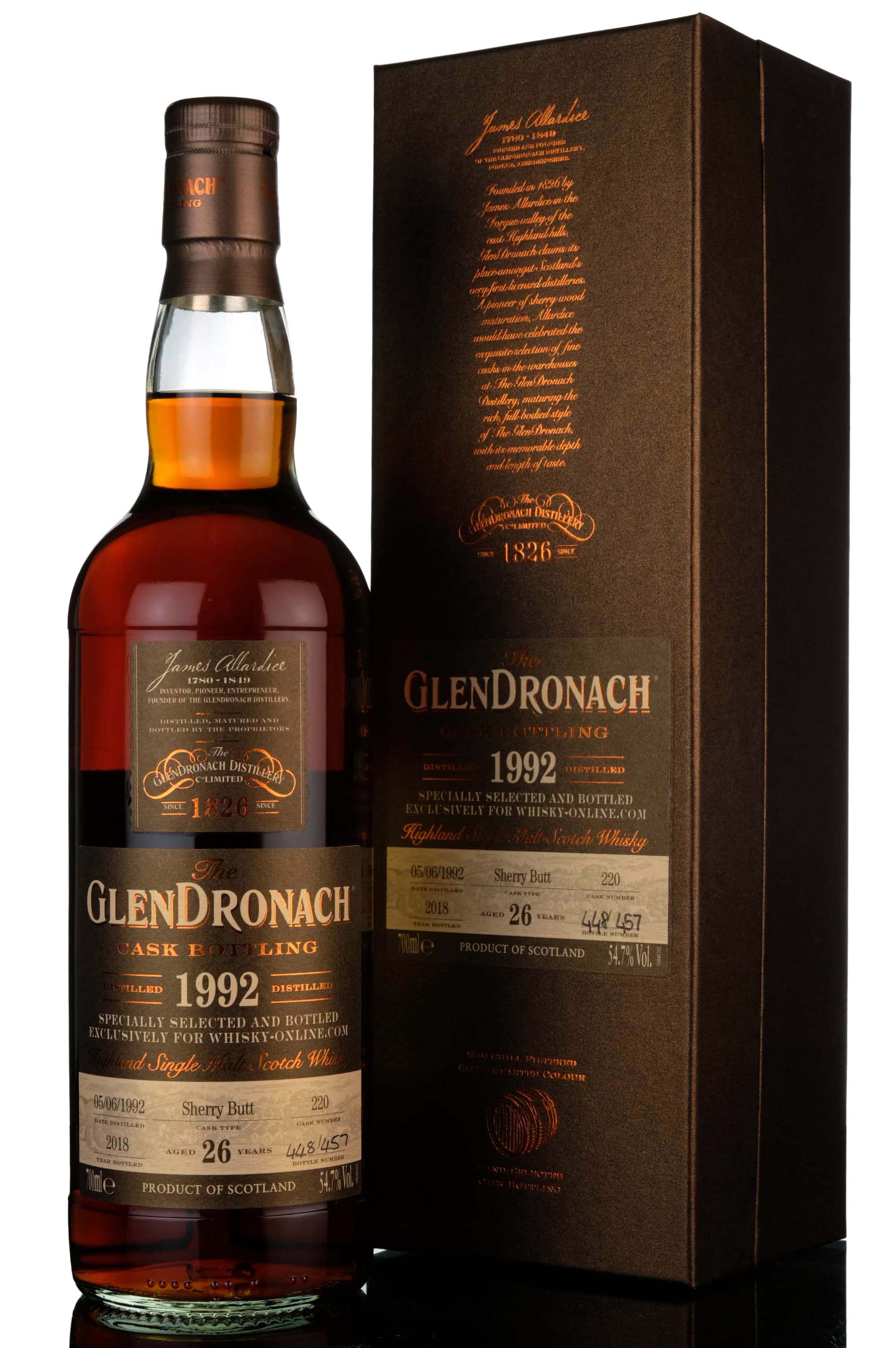 Glendronach 1992-2018 - 26 Year Old - Single Cask 220 - Whisky-Online Exclusive