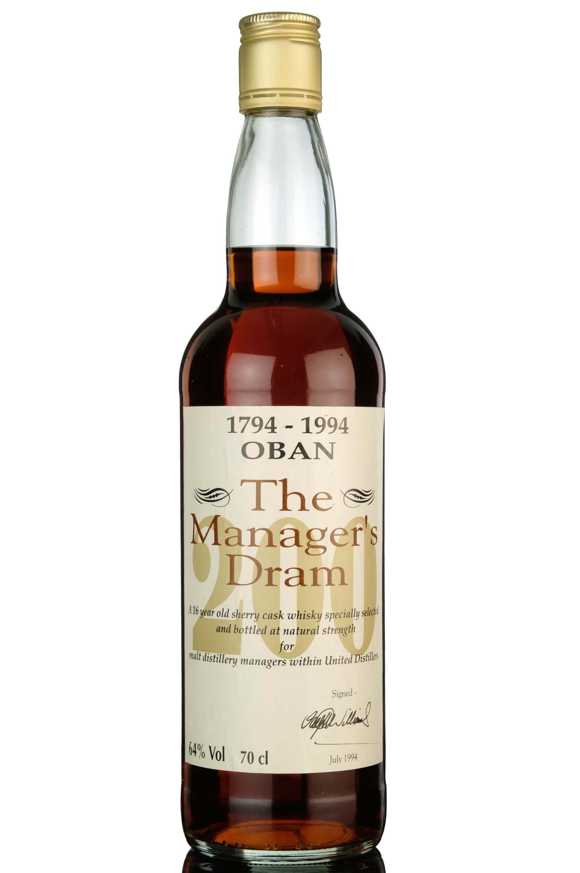 Oban 16 Year Old - Managers Dram 1994 - Bicentenary 1794-1994