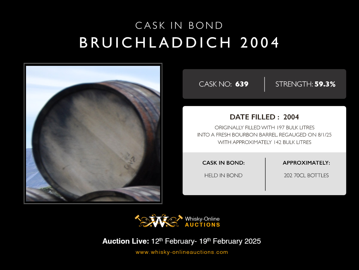 1 Fresh Bourbon Barrel Of Bruichladdich 2004 - 20 Year Old - Cask 639 - Held In Bond