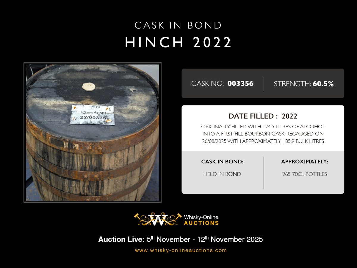 1 Bourbon Barrel Of HInch 2022 - Cask 003356 - Held In Bond