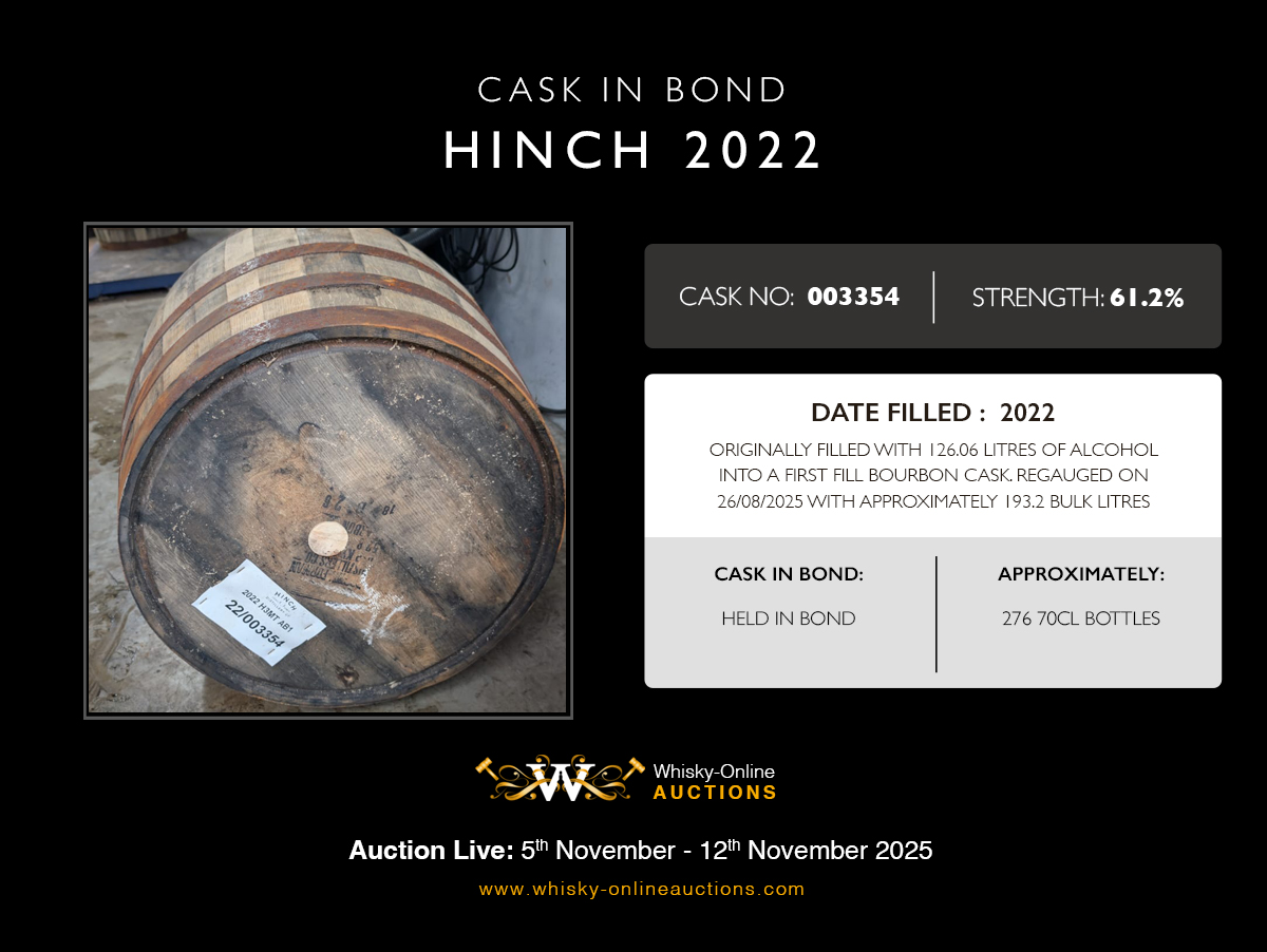 1 Bourbon Barrel Of Hinch 2022 - Cask 003354 - Held In Bond