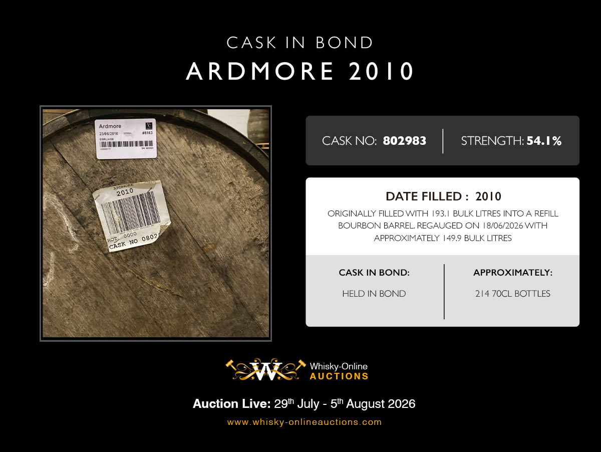 1 Refill Bourbon Barrel Of Ardmore 2010 16 Cask 802983 Held In Bond