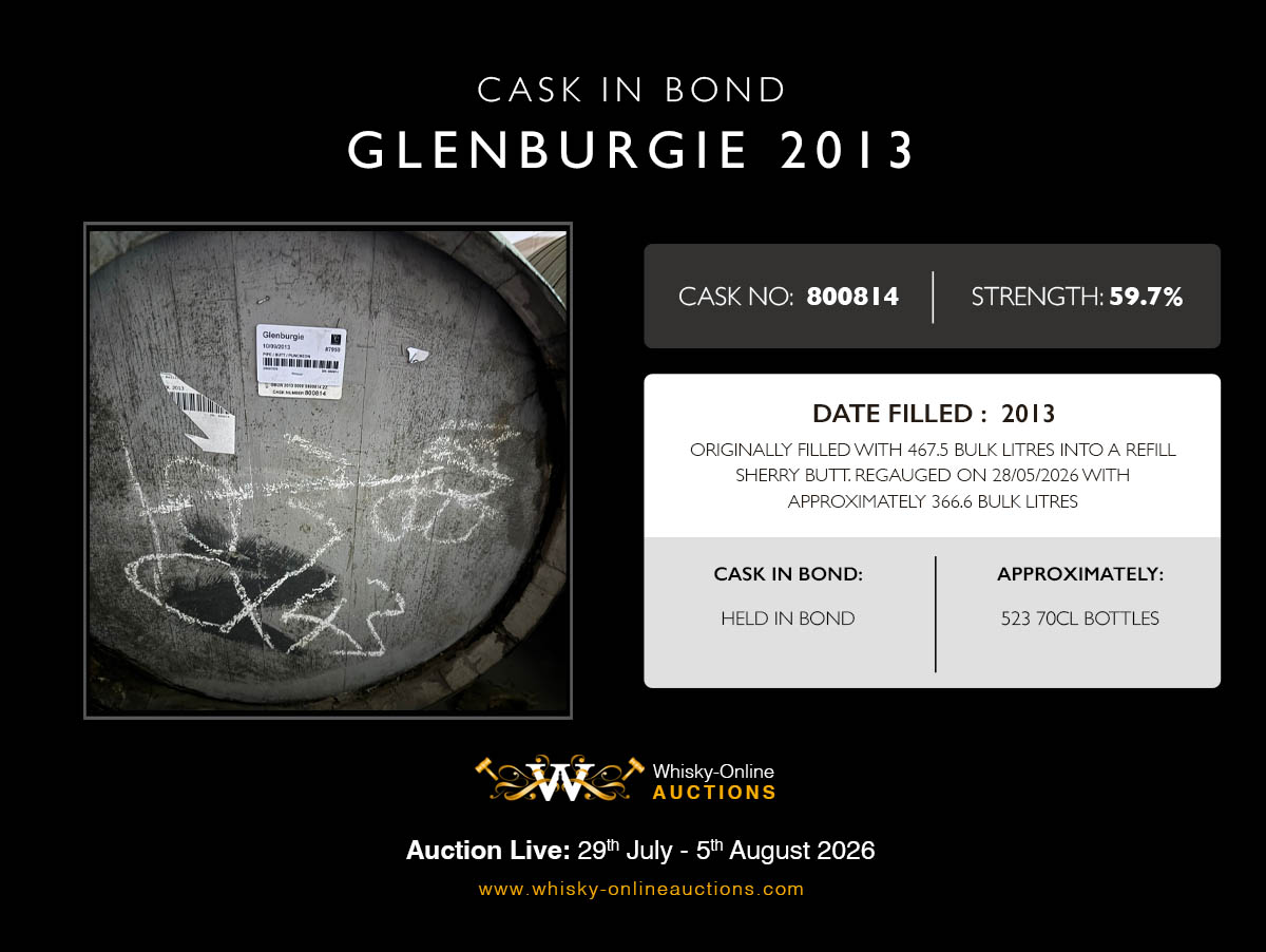 1 Refill Sherry Butt Of Glenburgie 2013 12 Cask 800814 Held In Bond